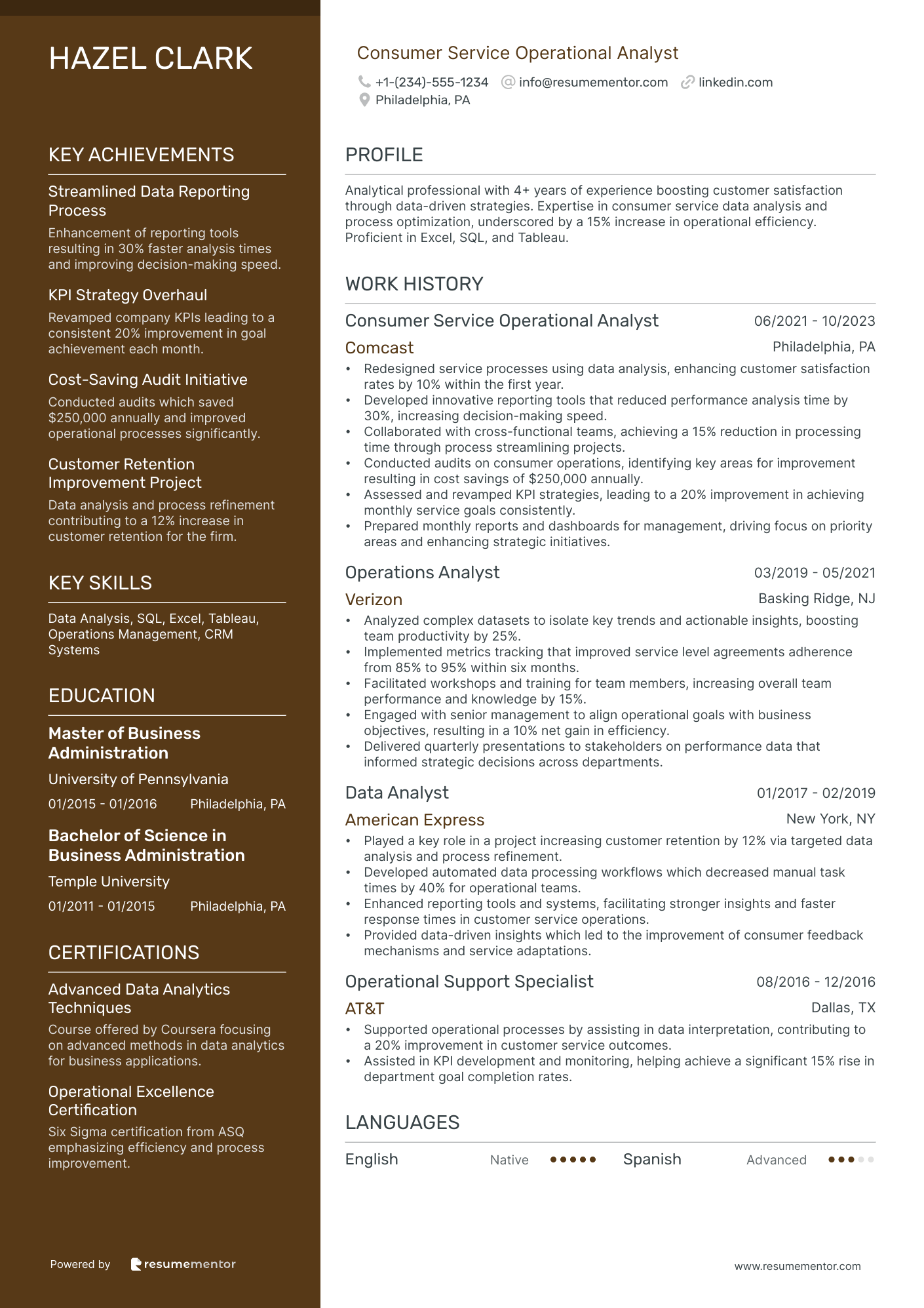 Consumer Service Operational Analyst