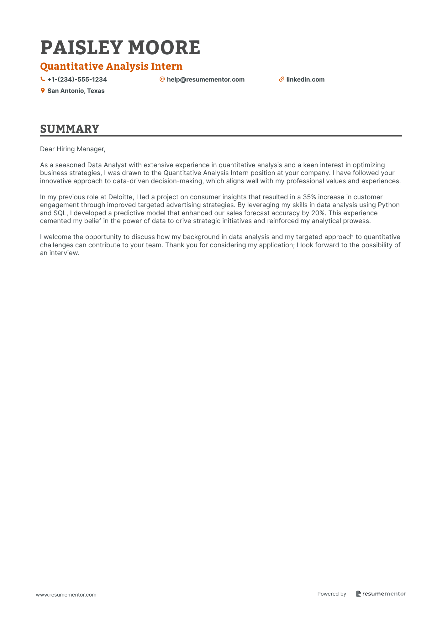 Quantitative Analysis Intern