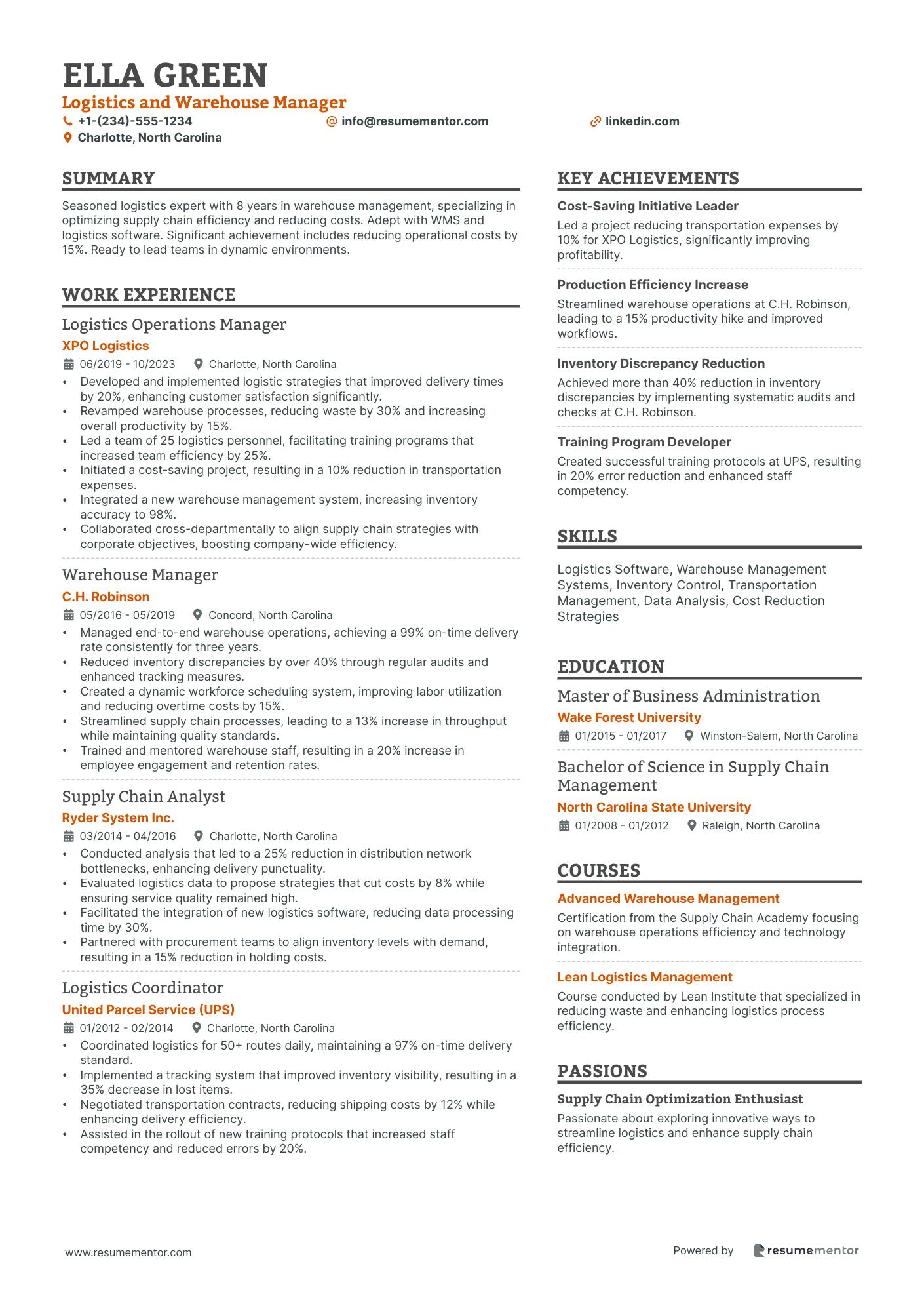Logistics and Warehouse Manager