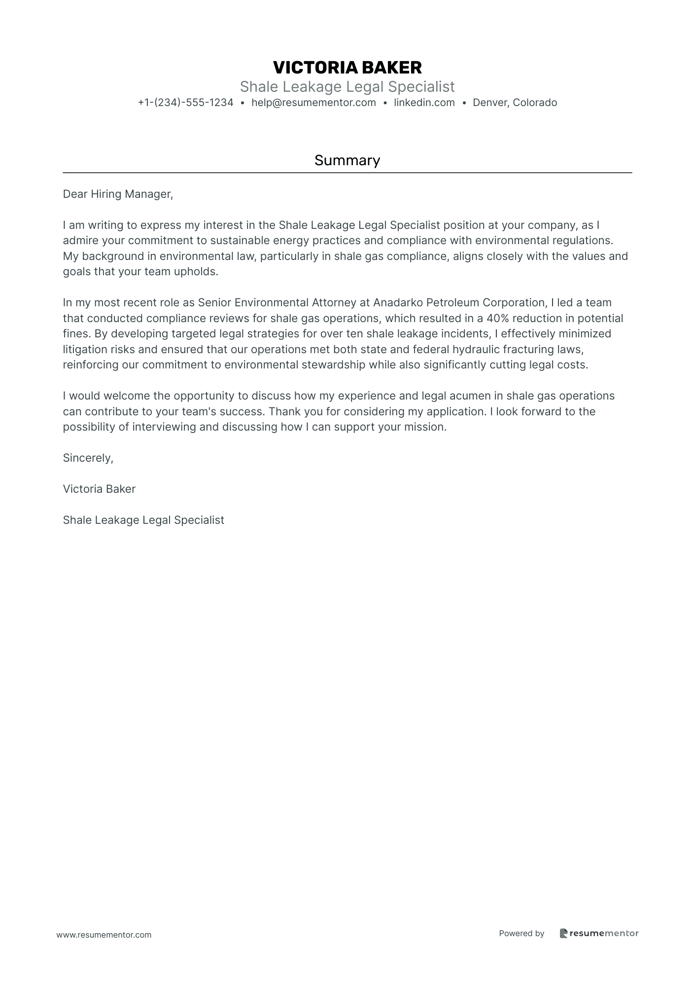 Shale Leakage Legal Specialist