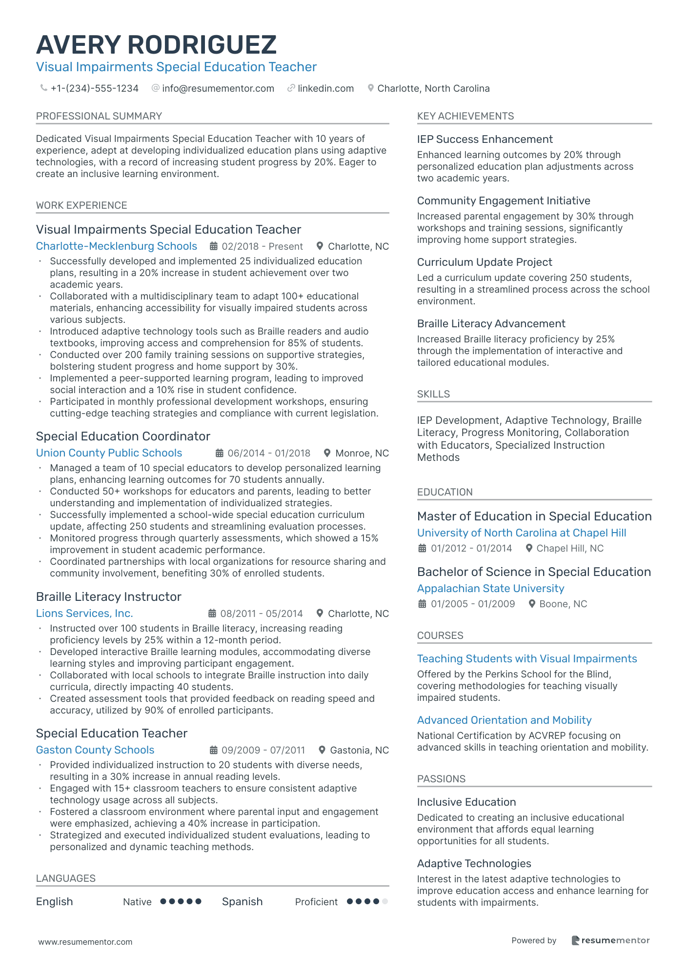 Visual Impairments Special Education Teacher