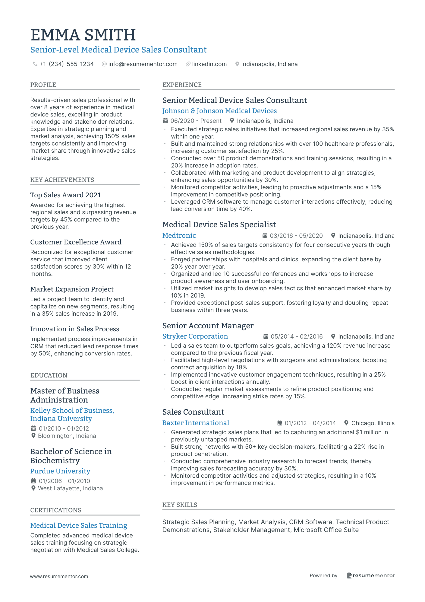 Senior Level Medical Device Sales Consultant