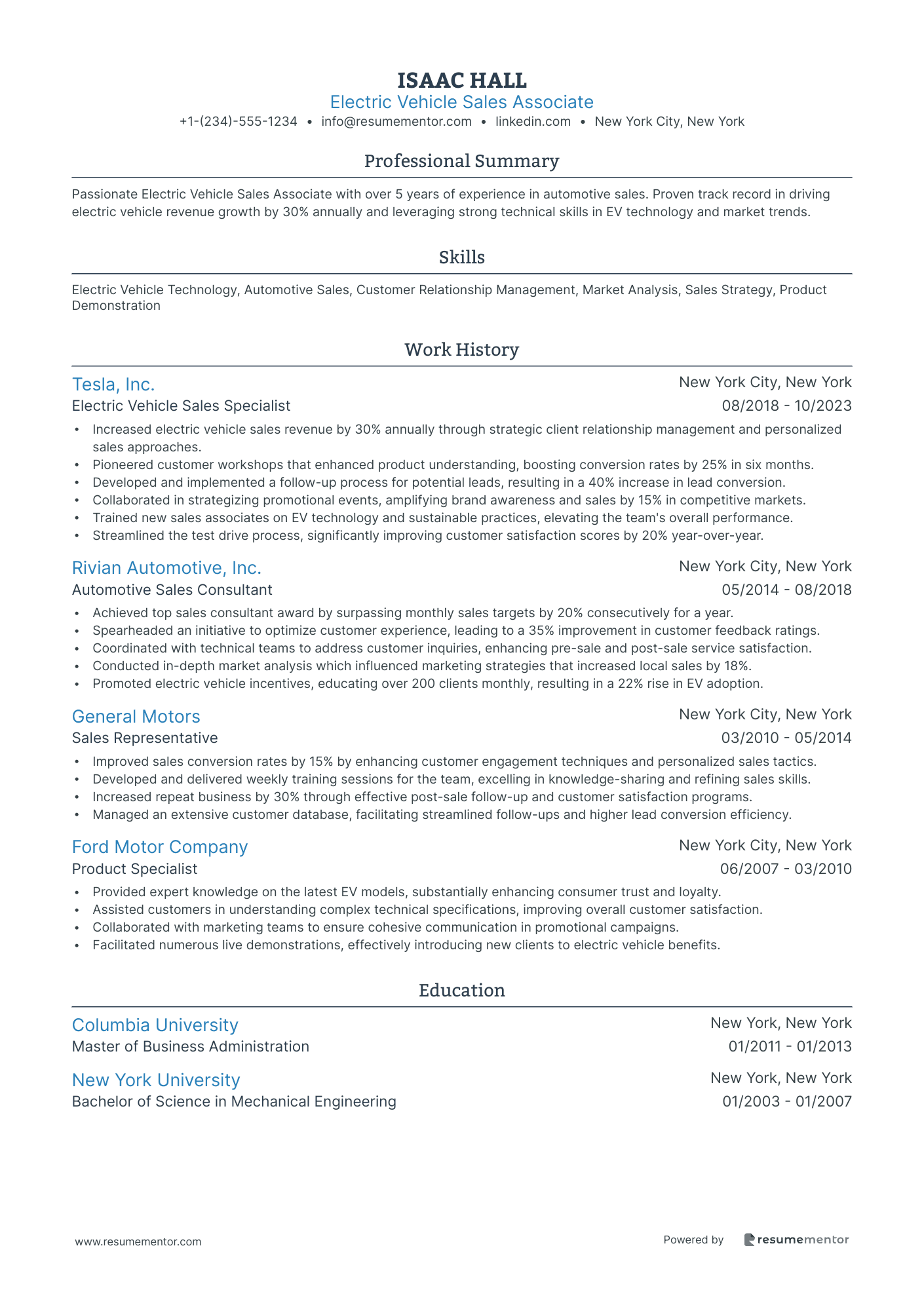 Electric Vehicle Sales Associate