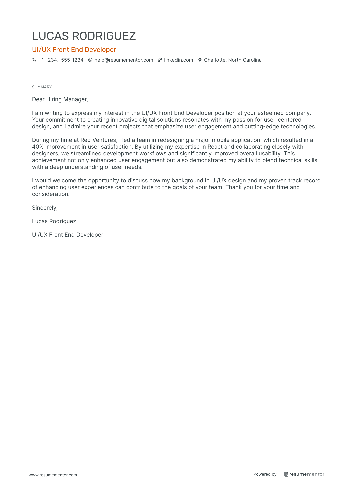 UI/UX Front End Developer