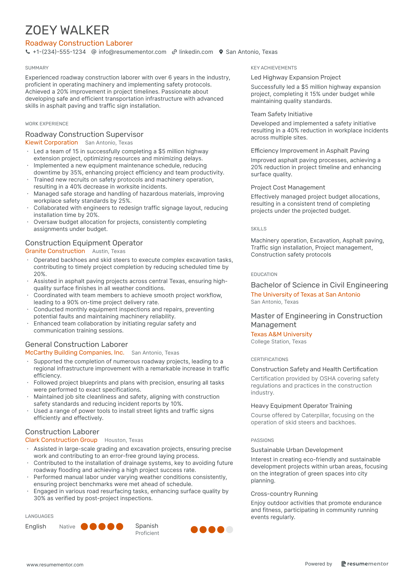 Roadway Construction Laborer