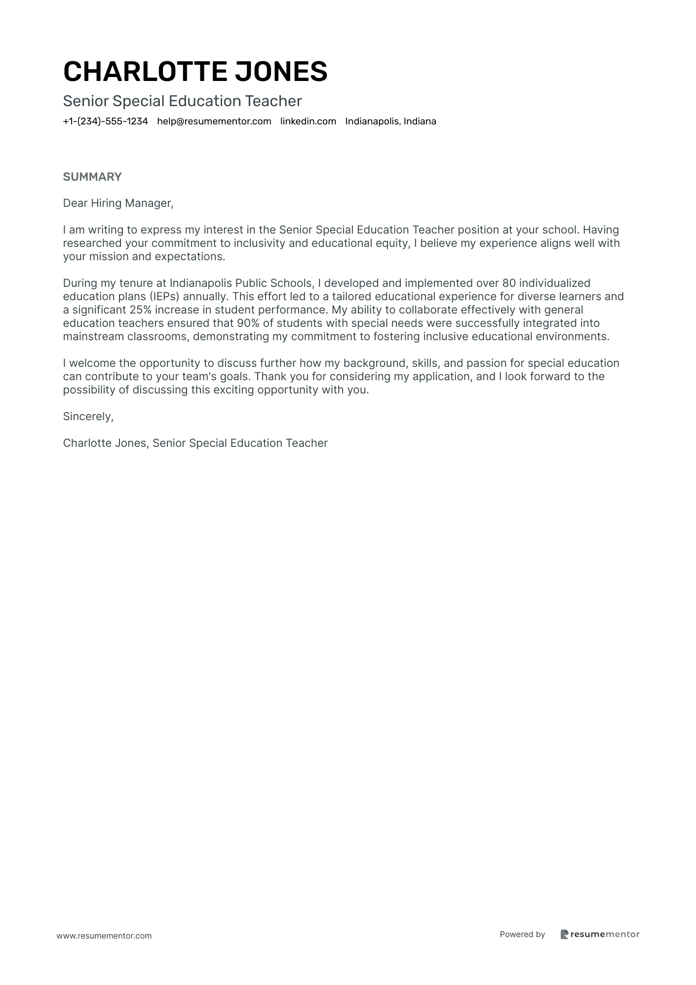 Senior Special Education Teacher