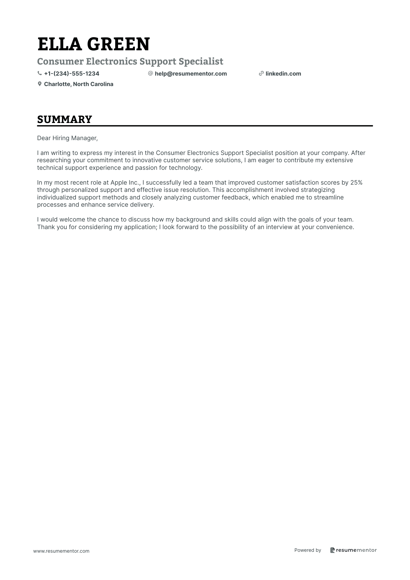 Consumer Electronics Support Specialist