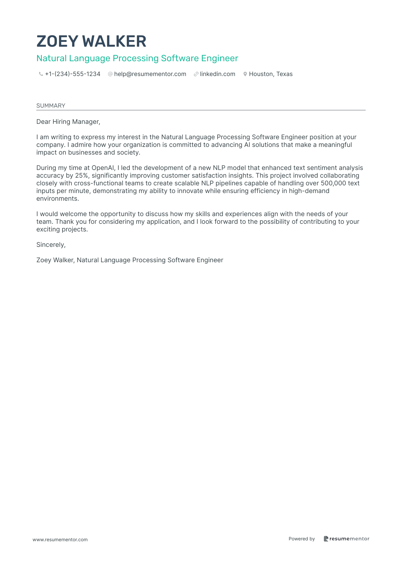 Natural Language Processing Software Engineer