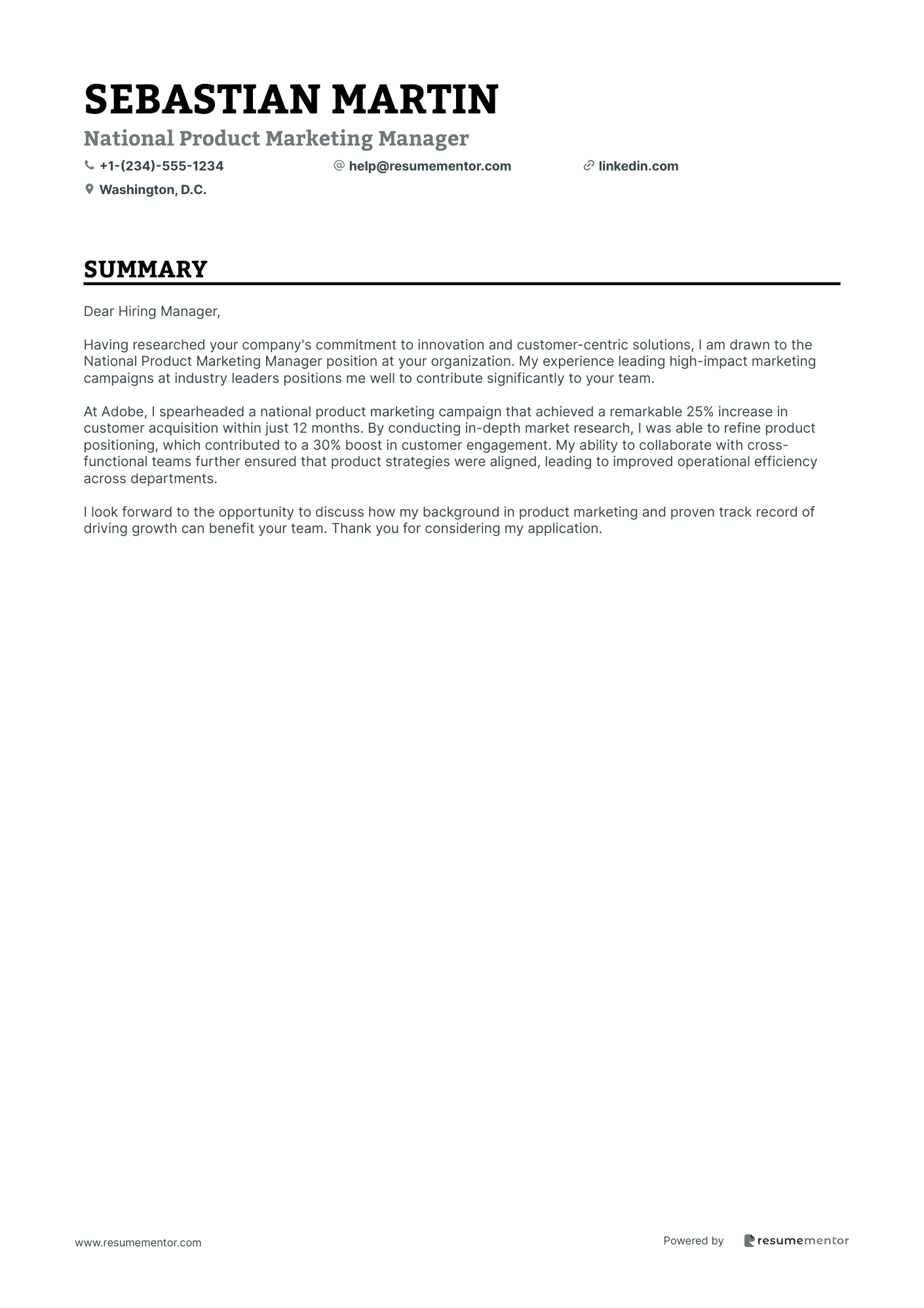 National Product Marketing Manager