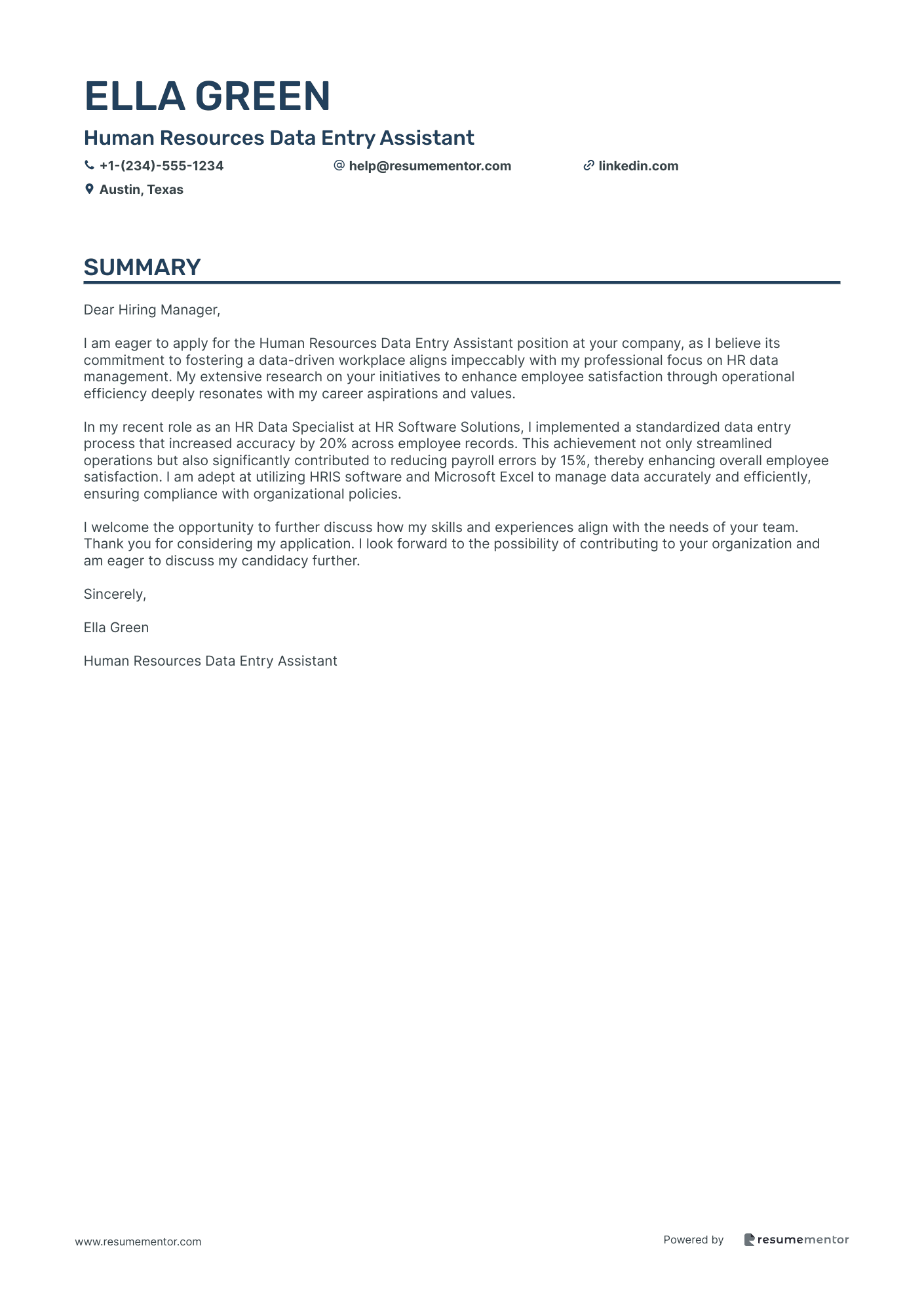 Human Resources Data Entry Assistant