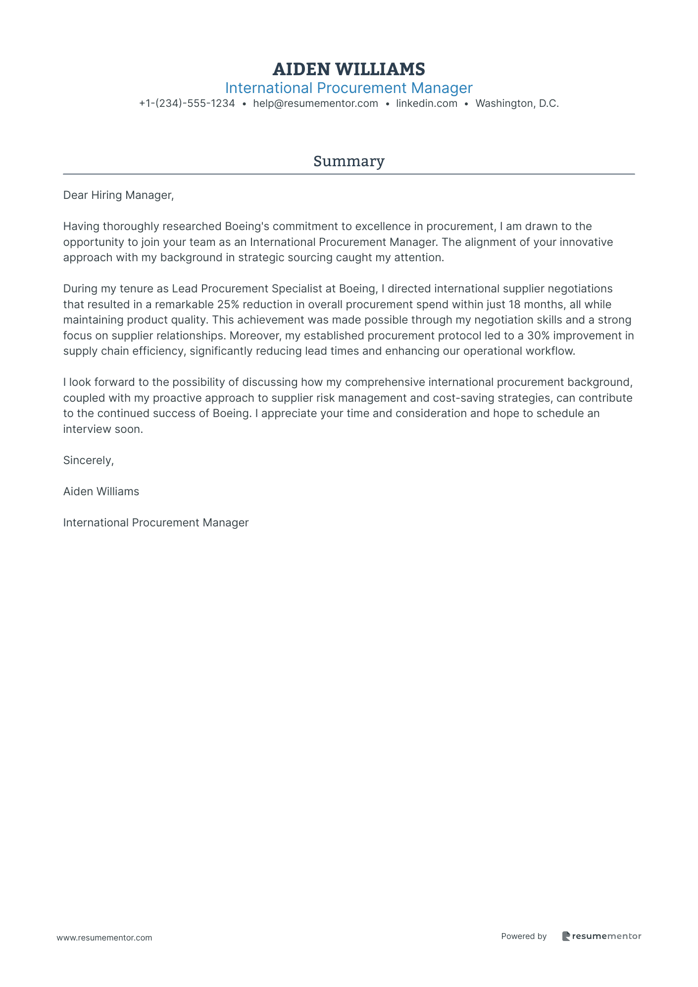 International Procurement Manager