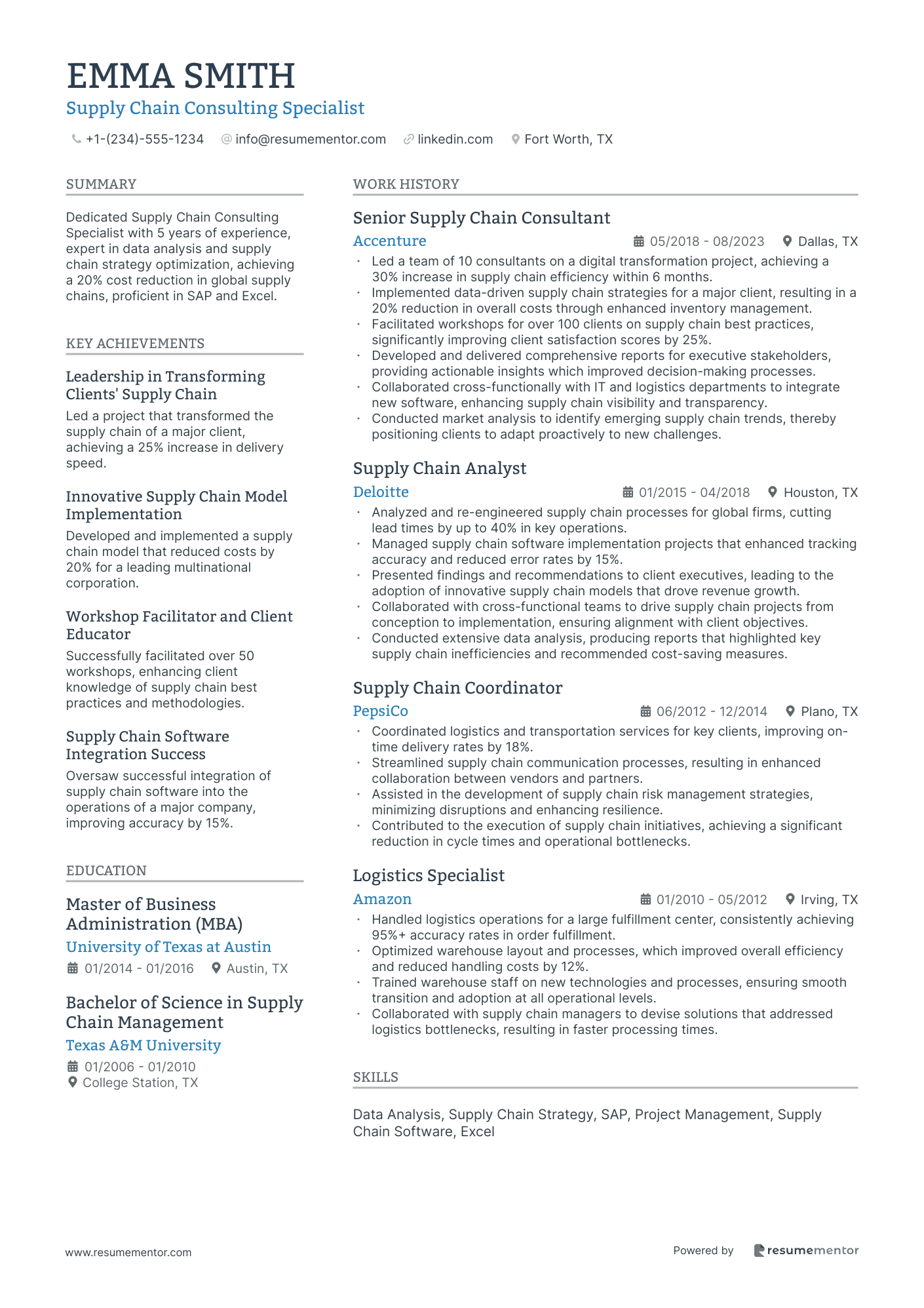 Supply Chain Consulting Specialist
