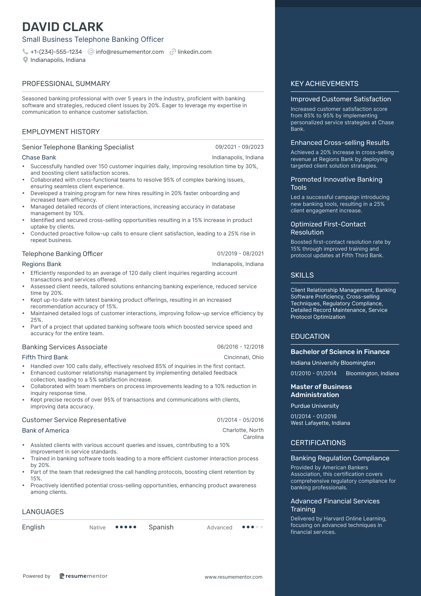 Small Business Telephone Banking Officer