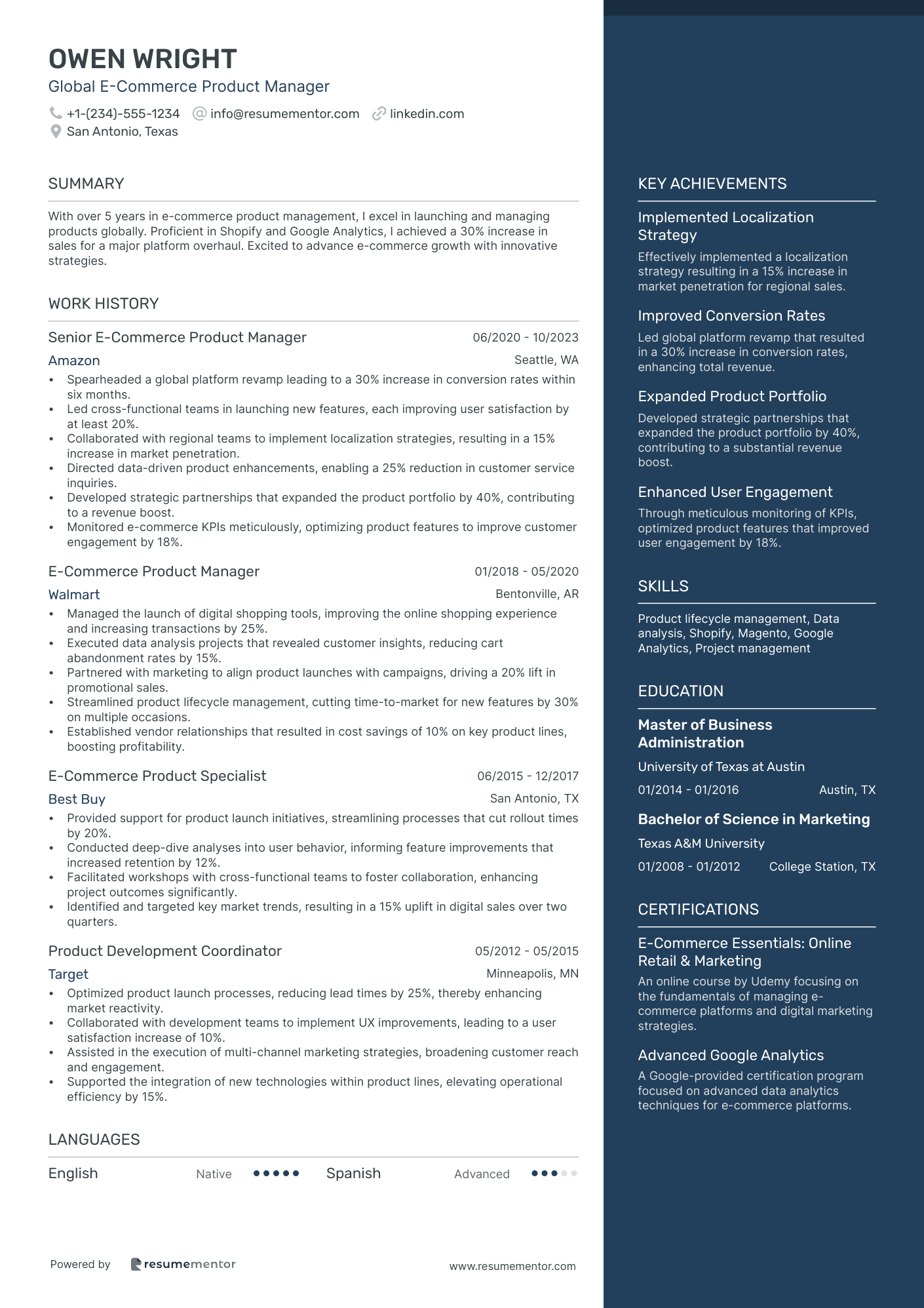 Global E Commerce Product Manager