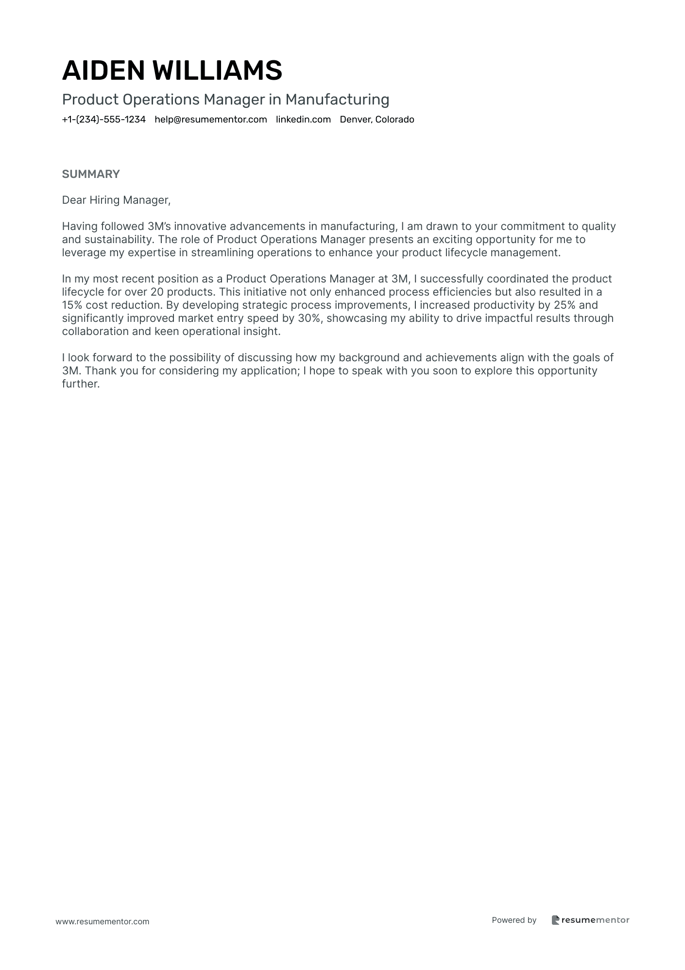 Product Operations Manager in Manufacturing