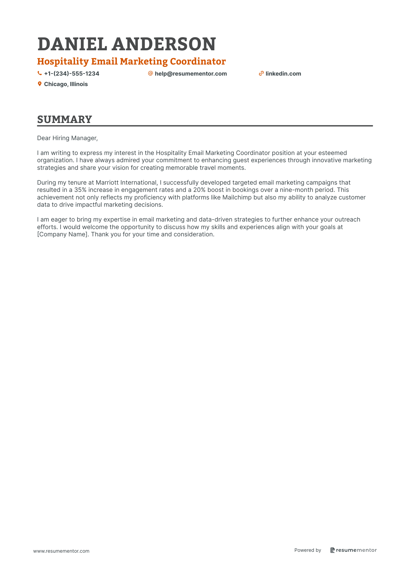 Hospitality Email Marketing Coordinator