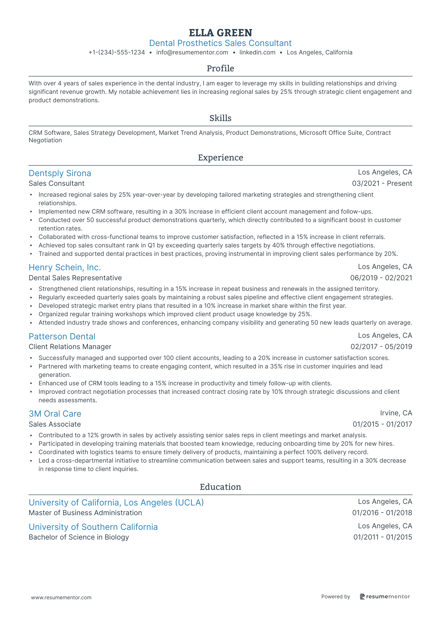 Dental Prosthetics Sales Consultant