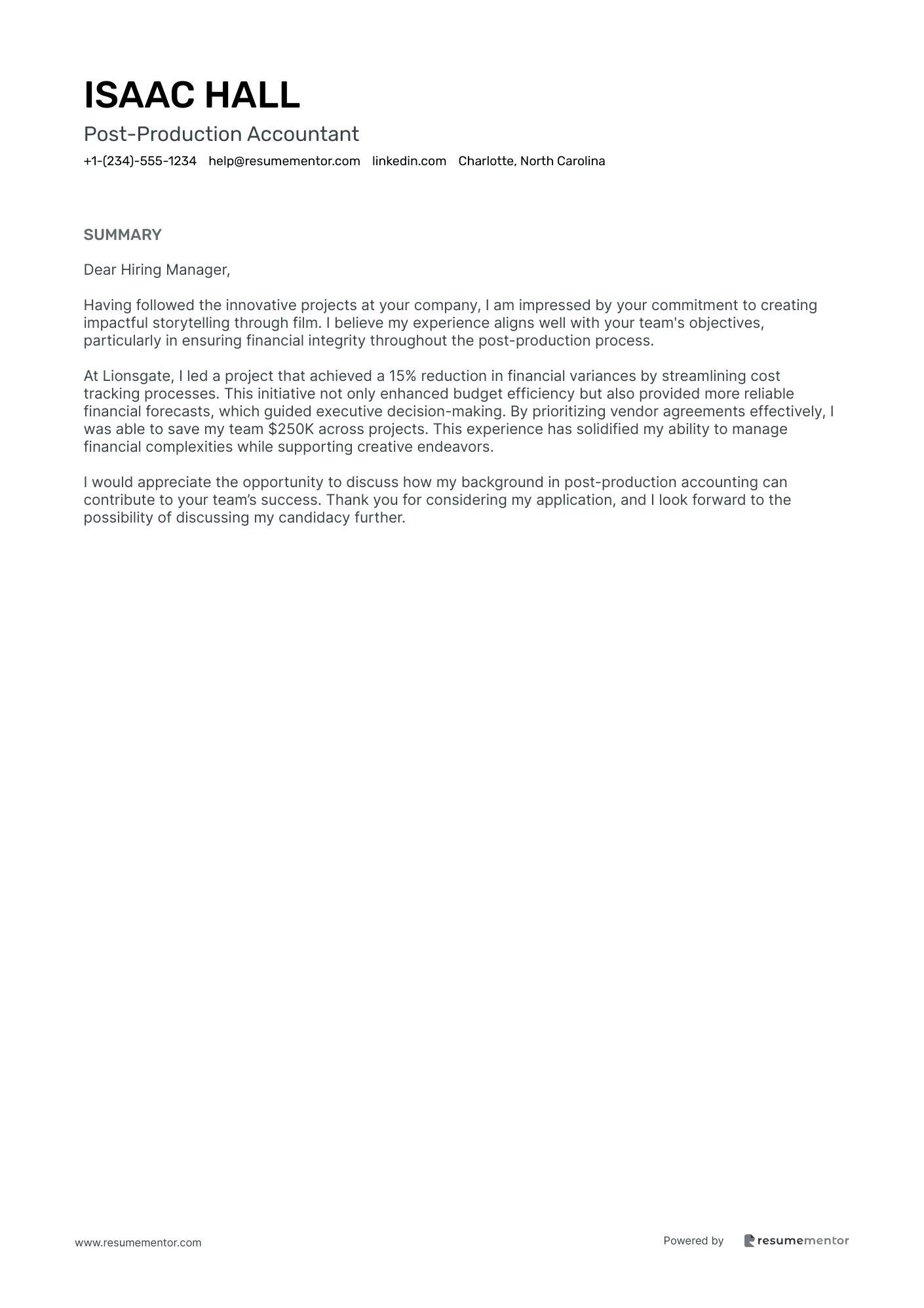 Post Production Accountant