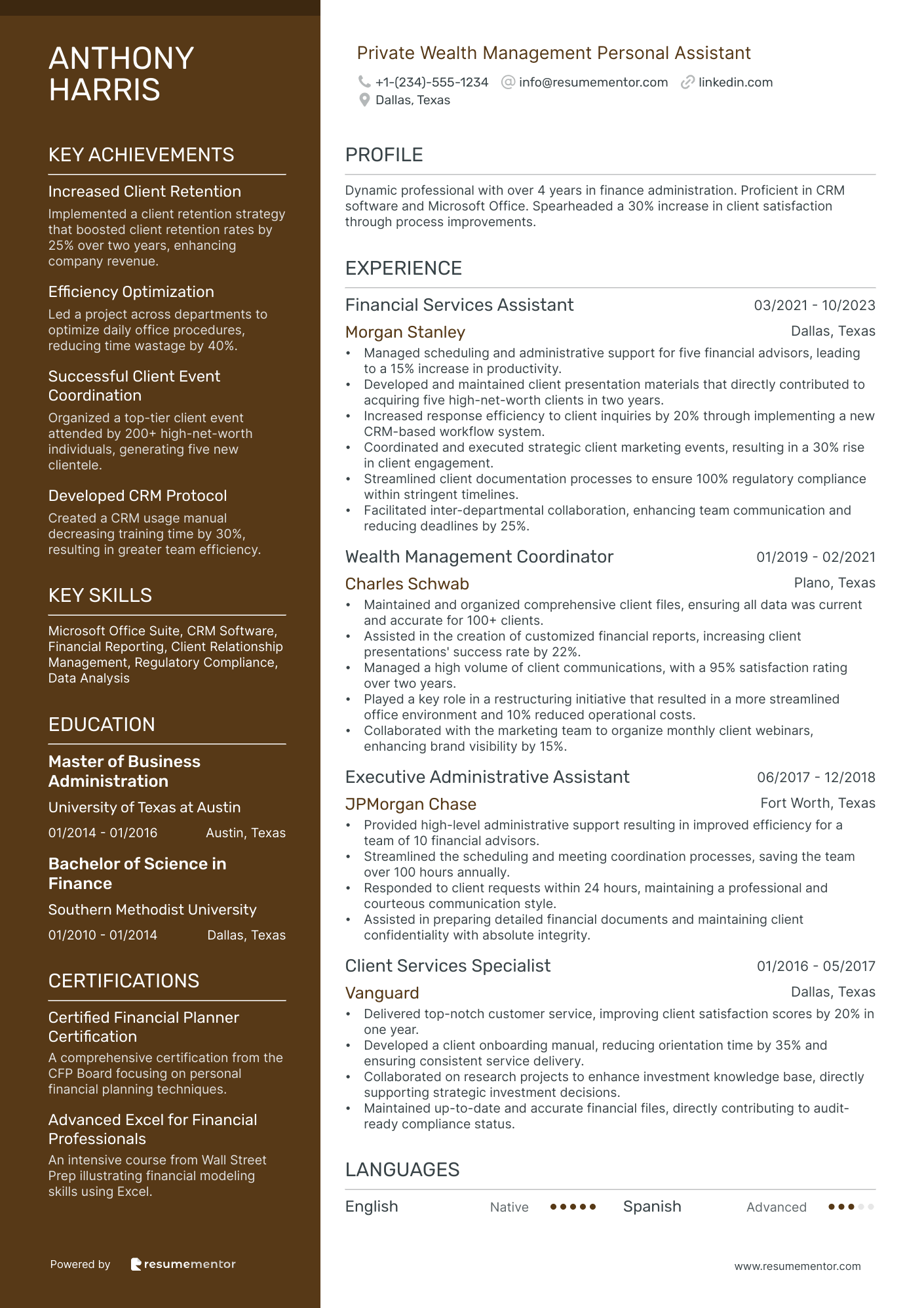 Private Wealth Management Personal Assistant