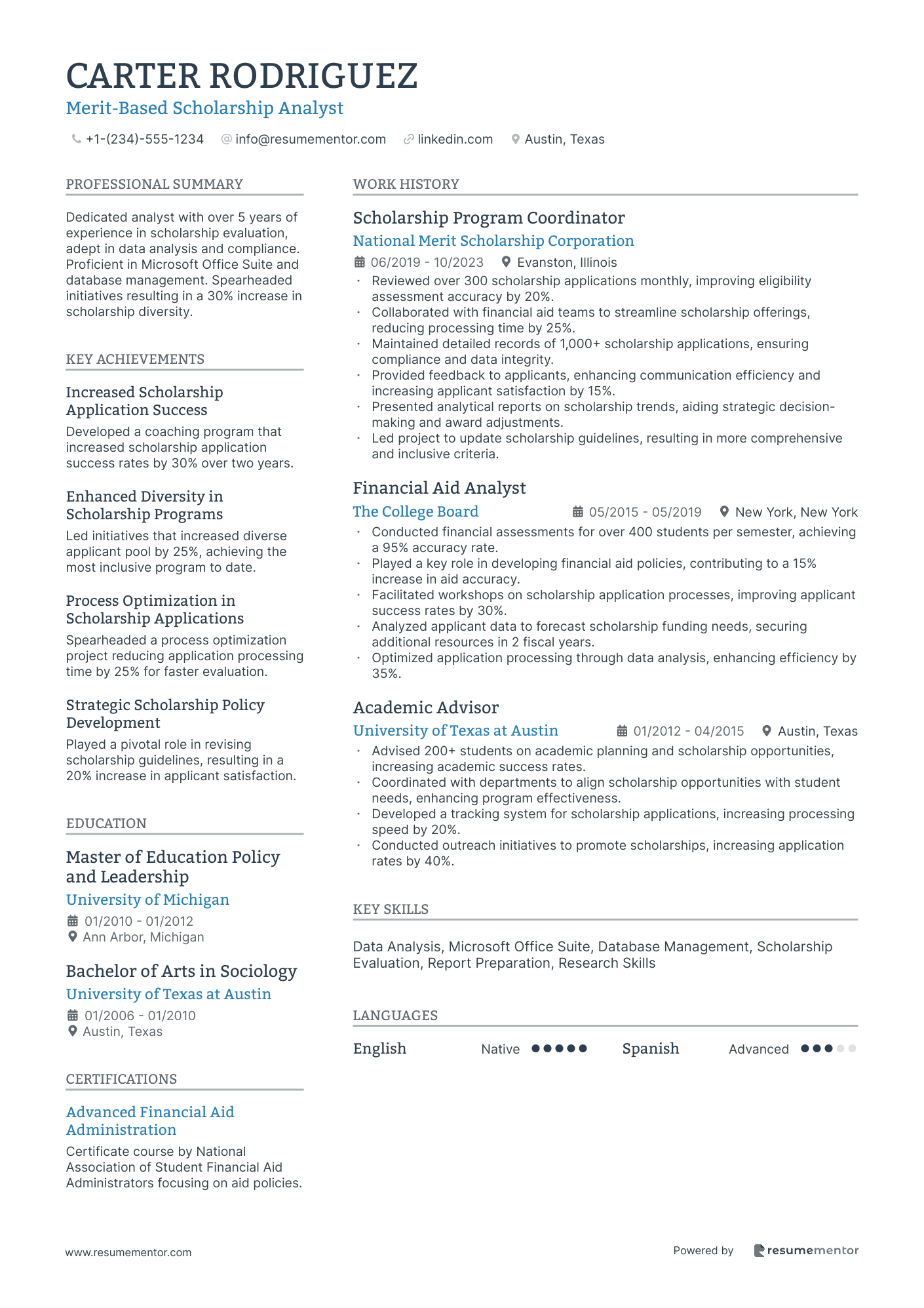 Merit Based Scholarship Analyst