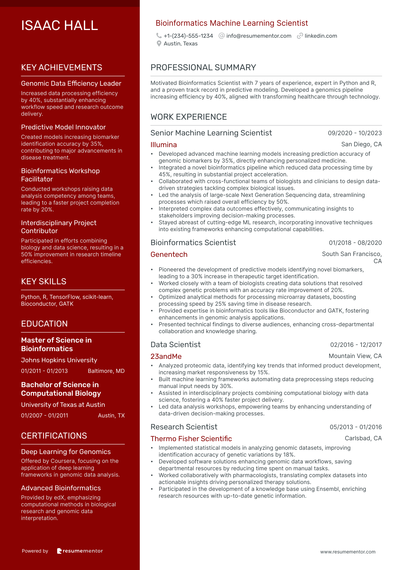 Bioinformatics Machine Learning Scientist