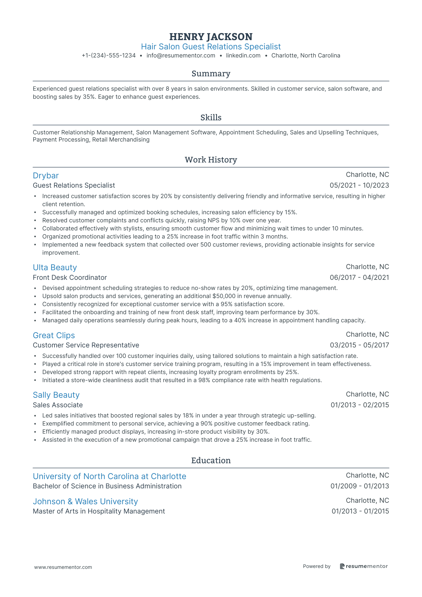 Hair Salon Guest Relations Specialist