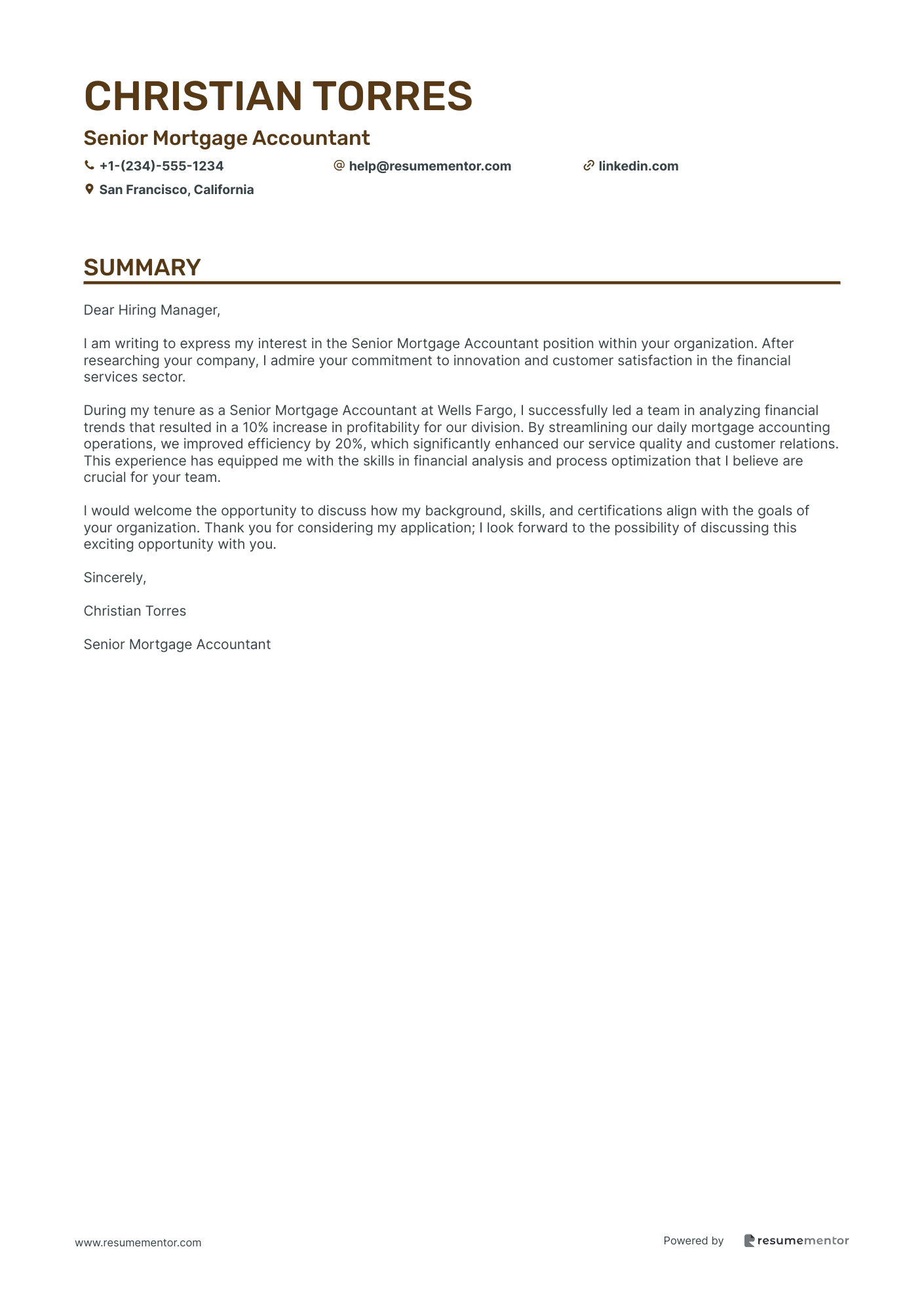 Senior Mortgage Accountant