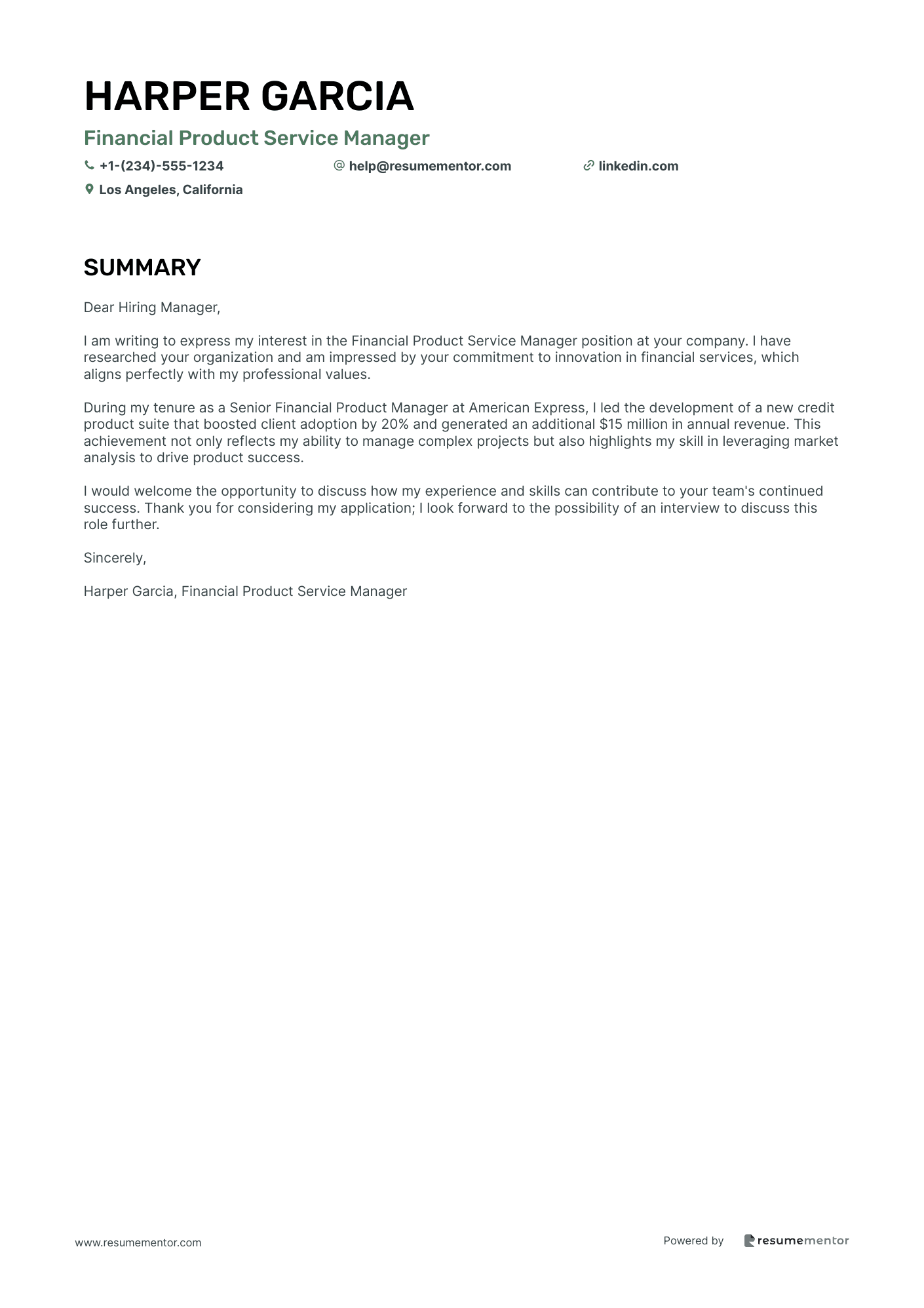 Financial Product Service Manager