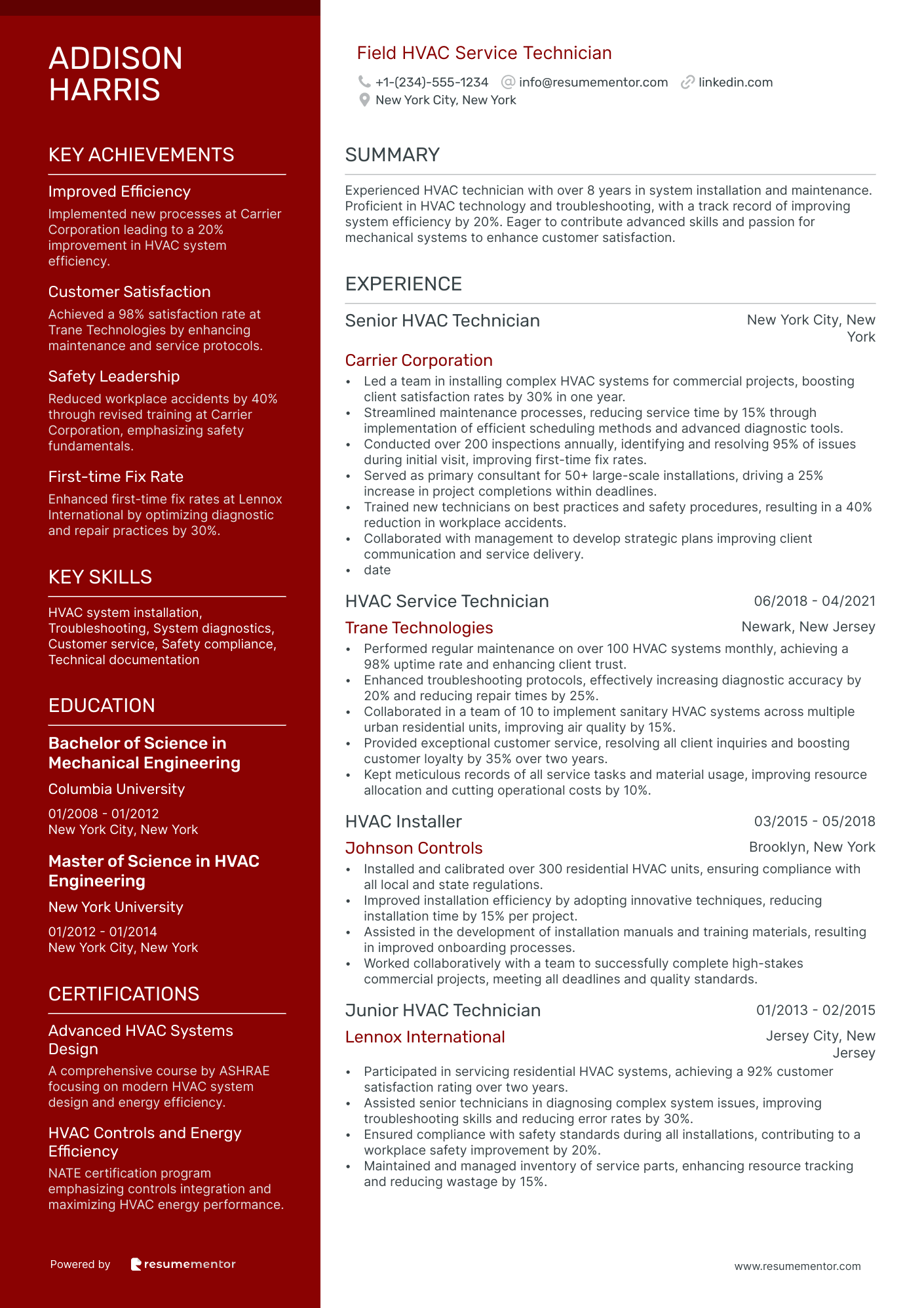 Field HVAC Service Technician