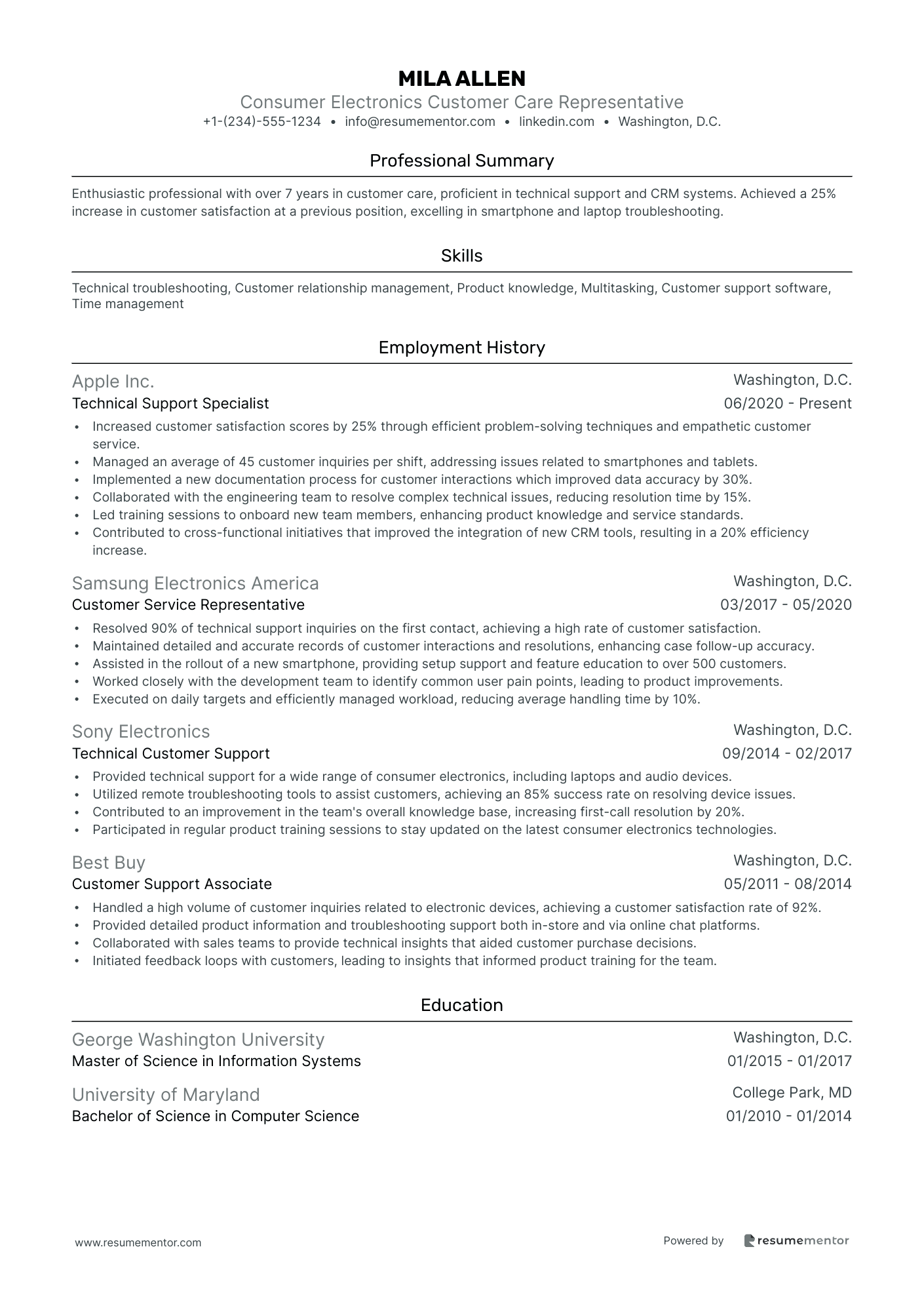 Consumer Electronics Customer Care Representative