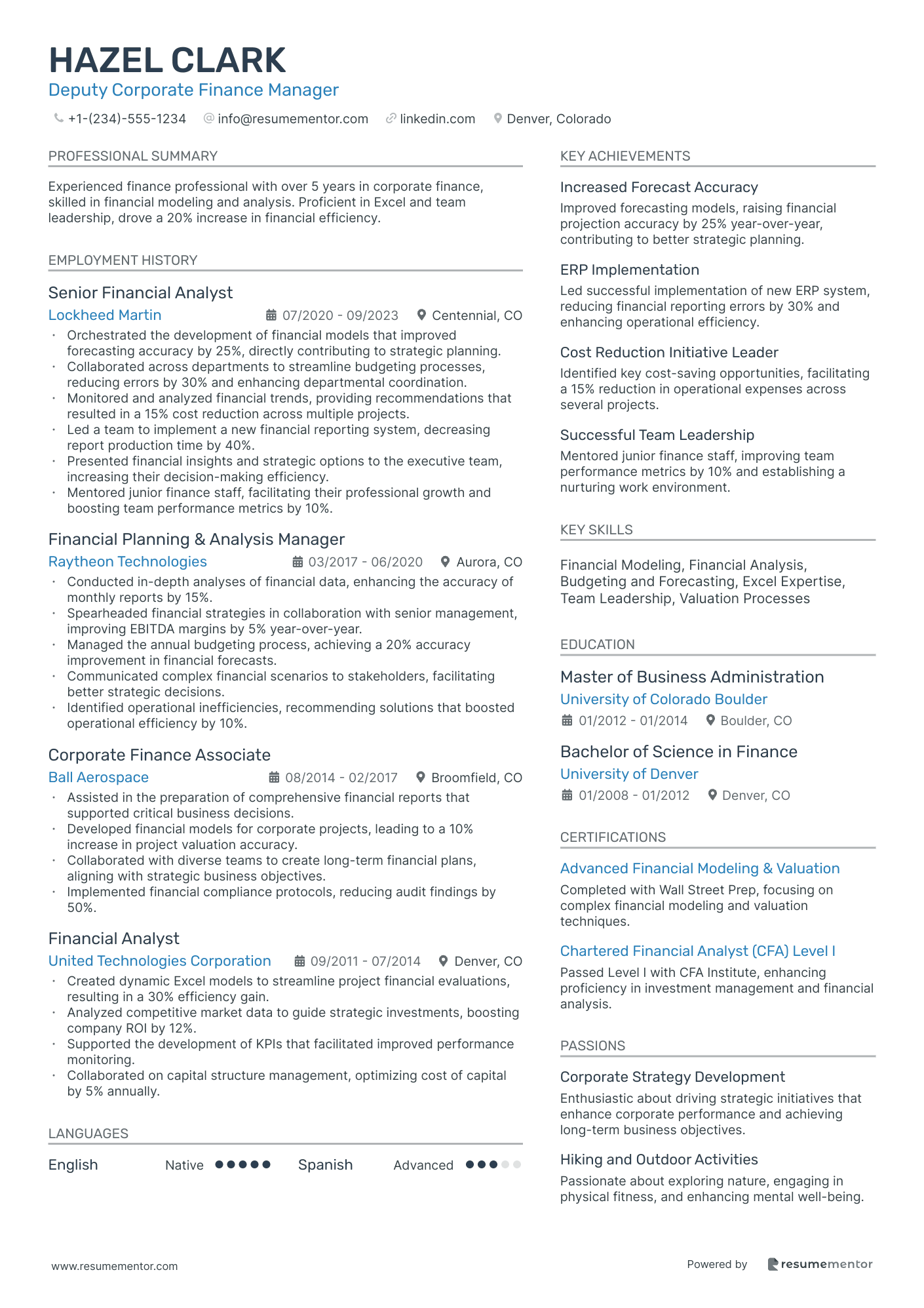 Deputy Corporate Finance Manager