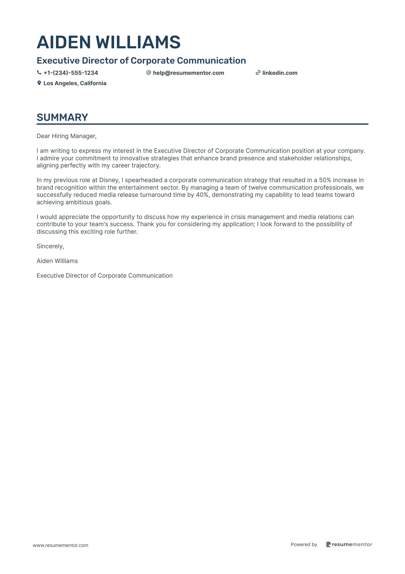 Executive Director of Corporate Communication