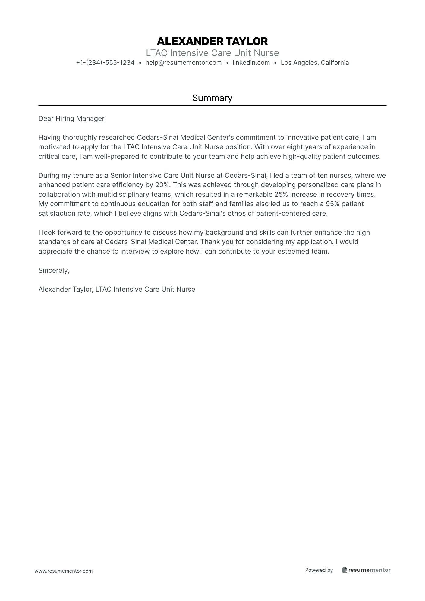LTAC Intensive Care Unit Nurse