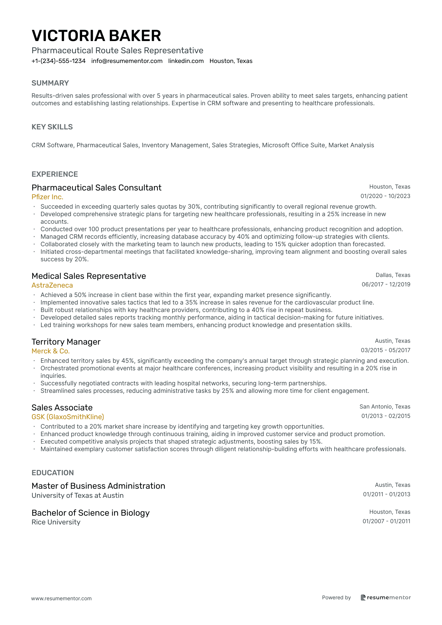 Pharmaceutical Route Sales Representative