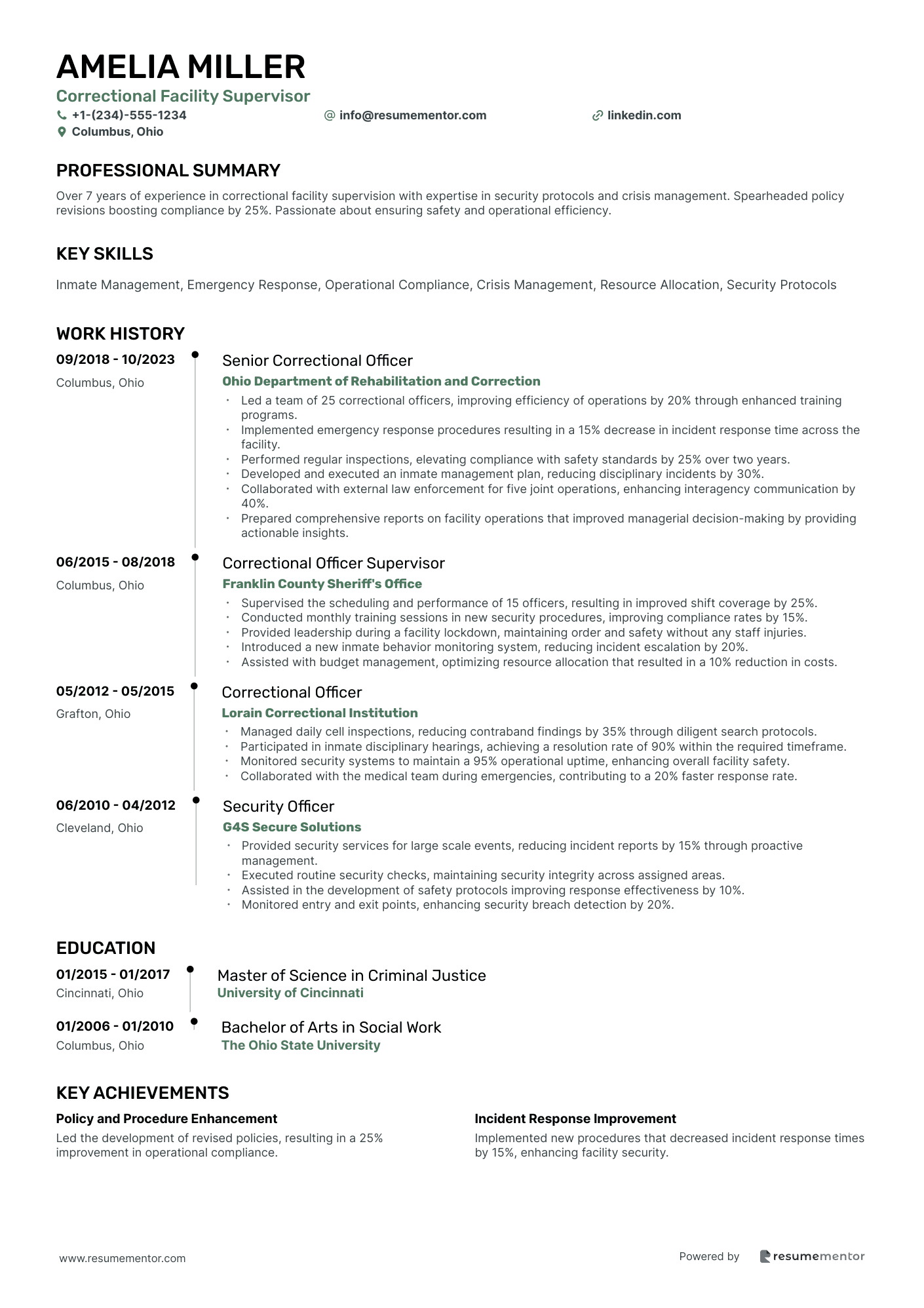 Correctional Facility Supervisor