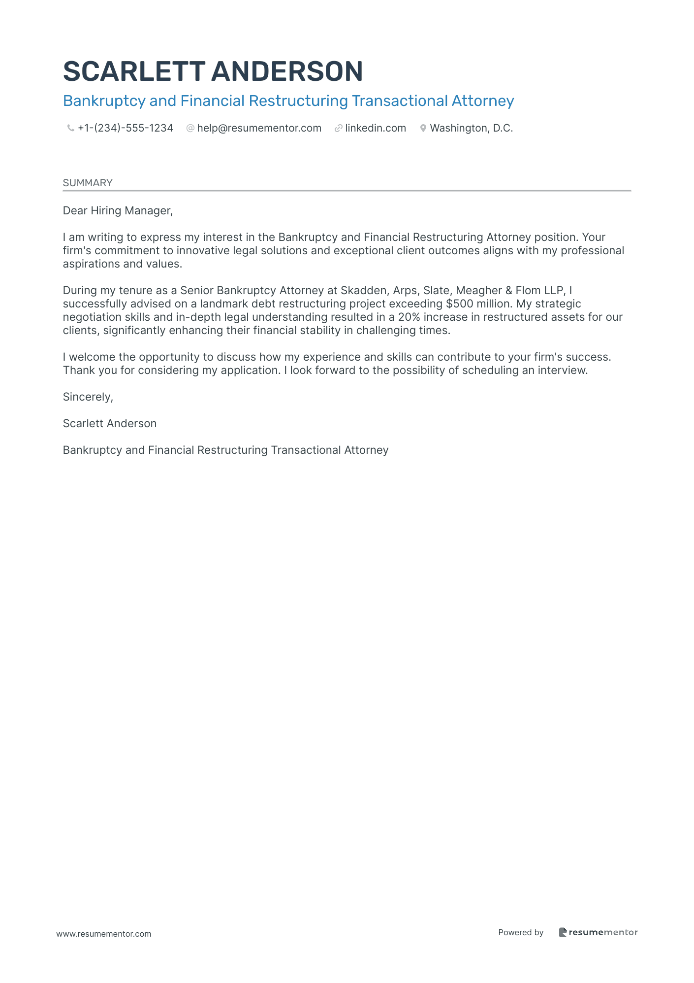 Bankruptcy and Financial Restructuring Transactional Attorney