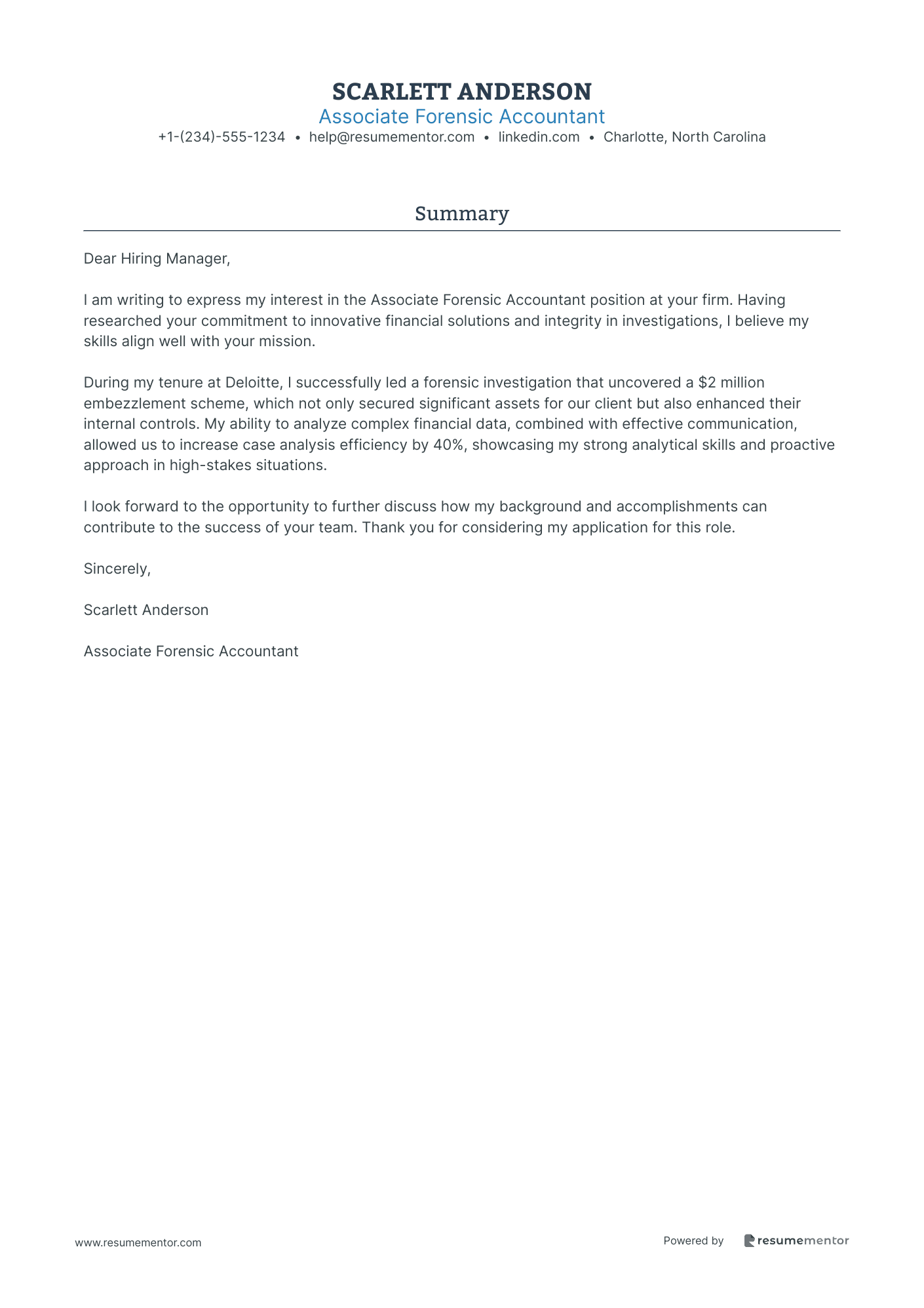 Associate Forensic Accountant