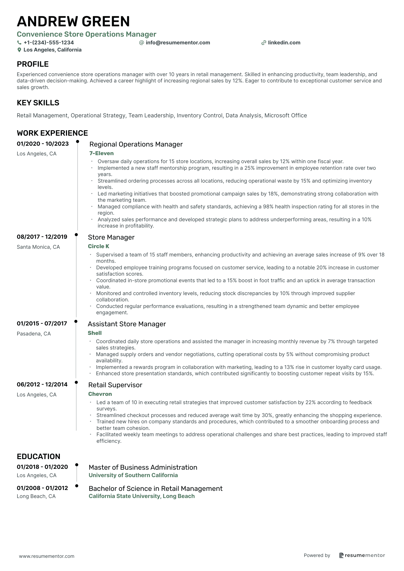 Convenience Store Operations Manager