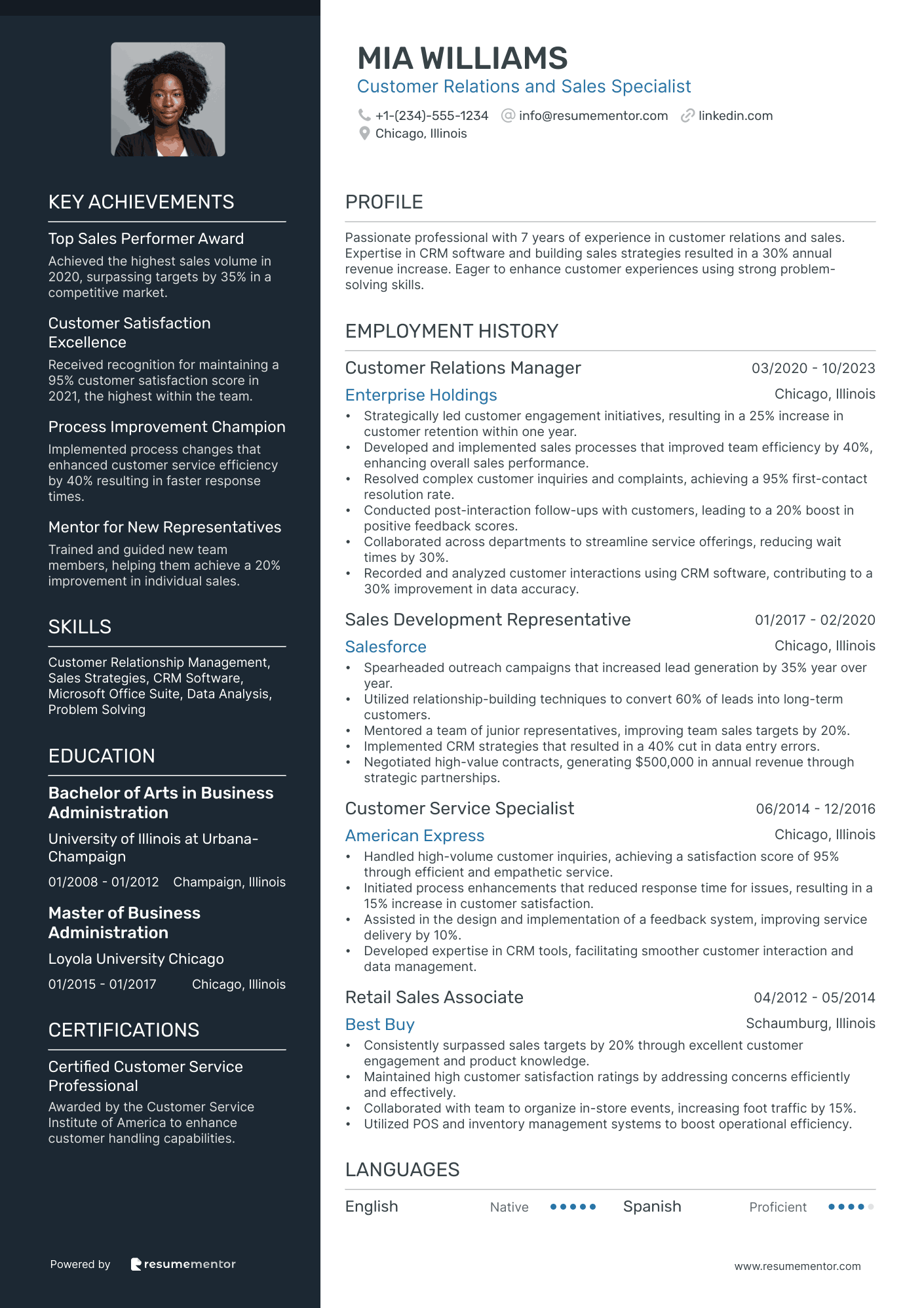 Customer Relations and Sales Specialist