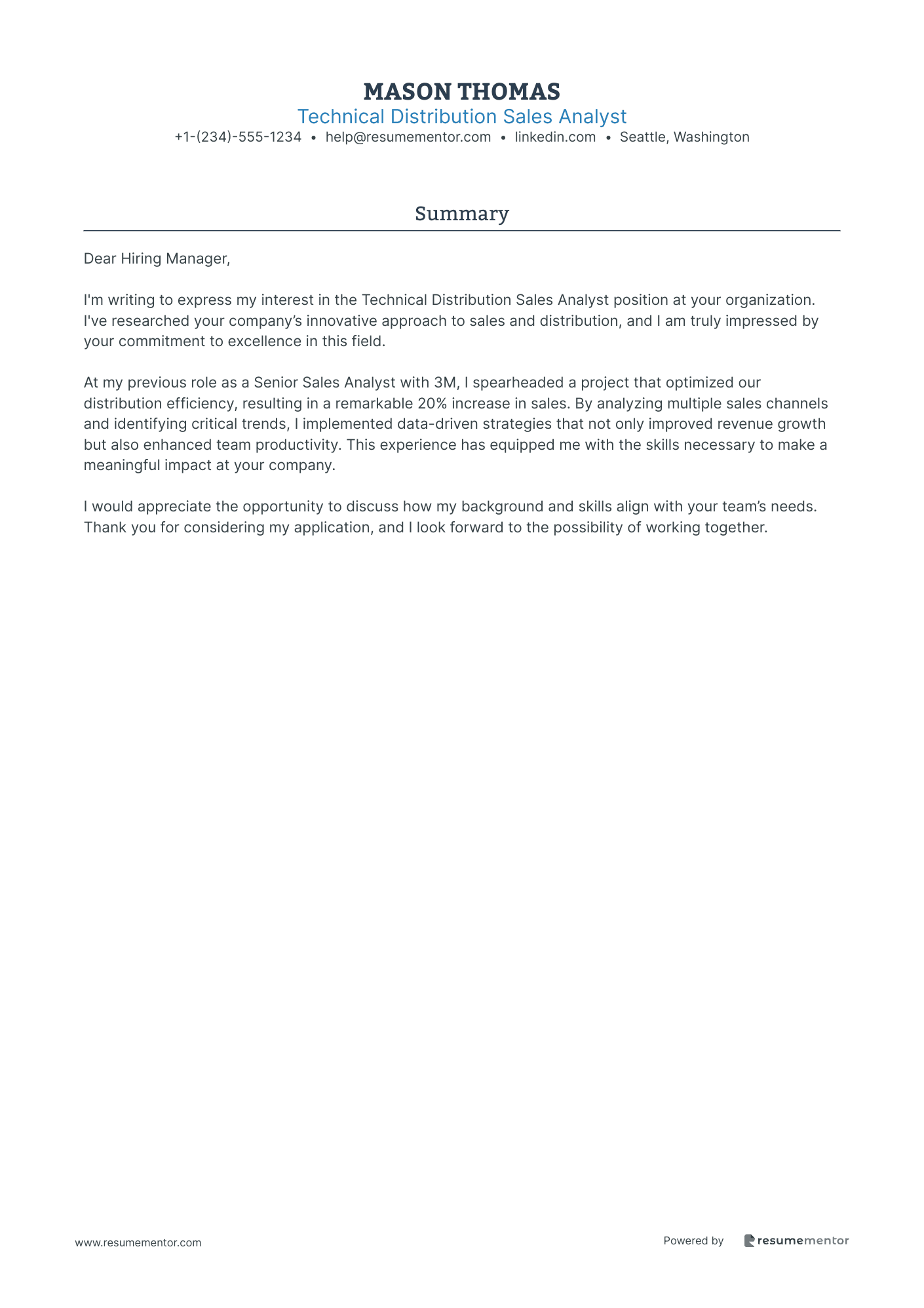 Technical Distribution Sales Analyst