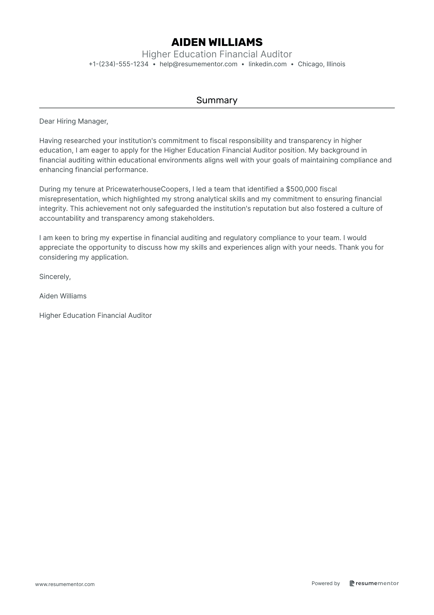 Higher Education Financial Auditor