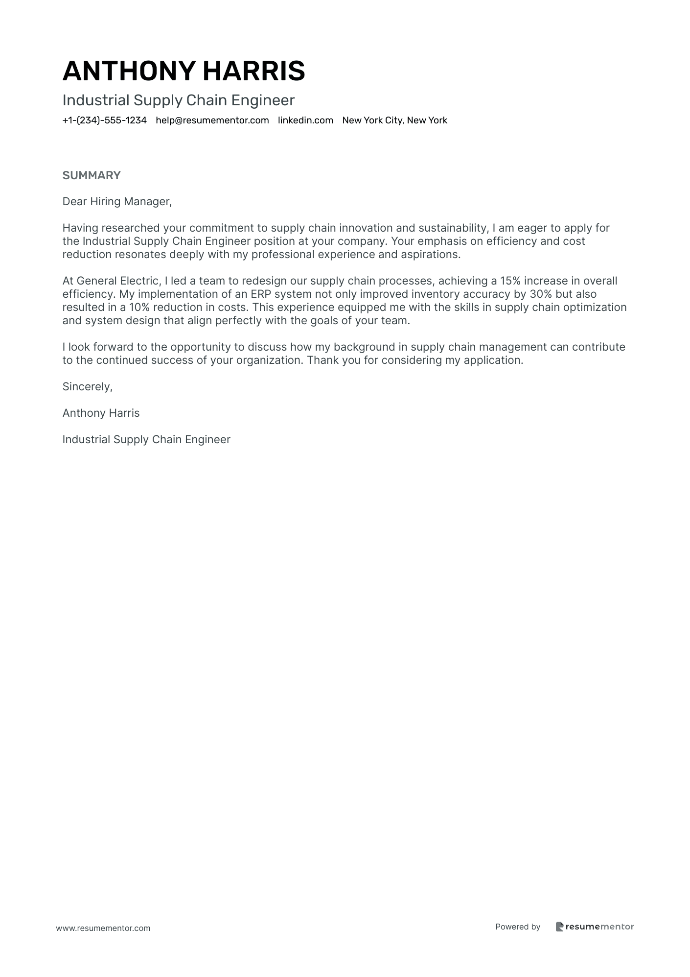 Industrial Supply Chain Engineer