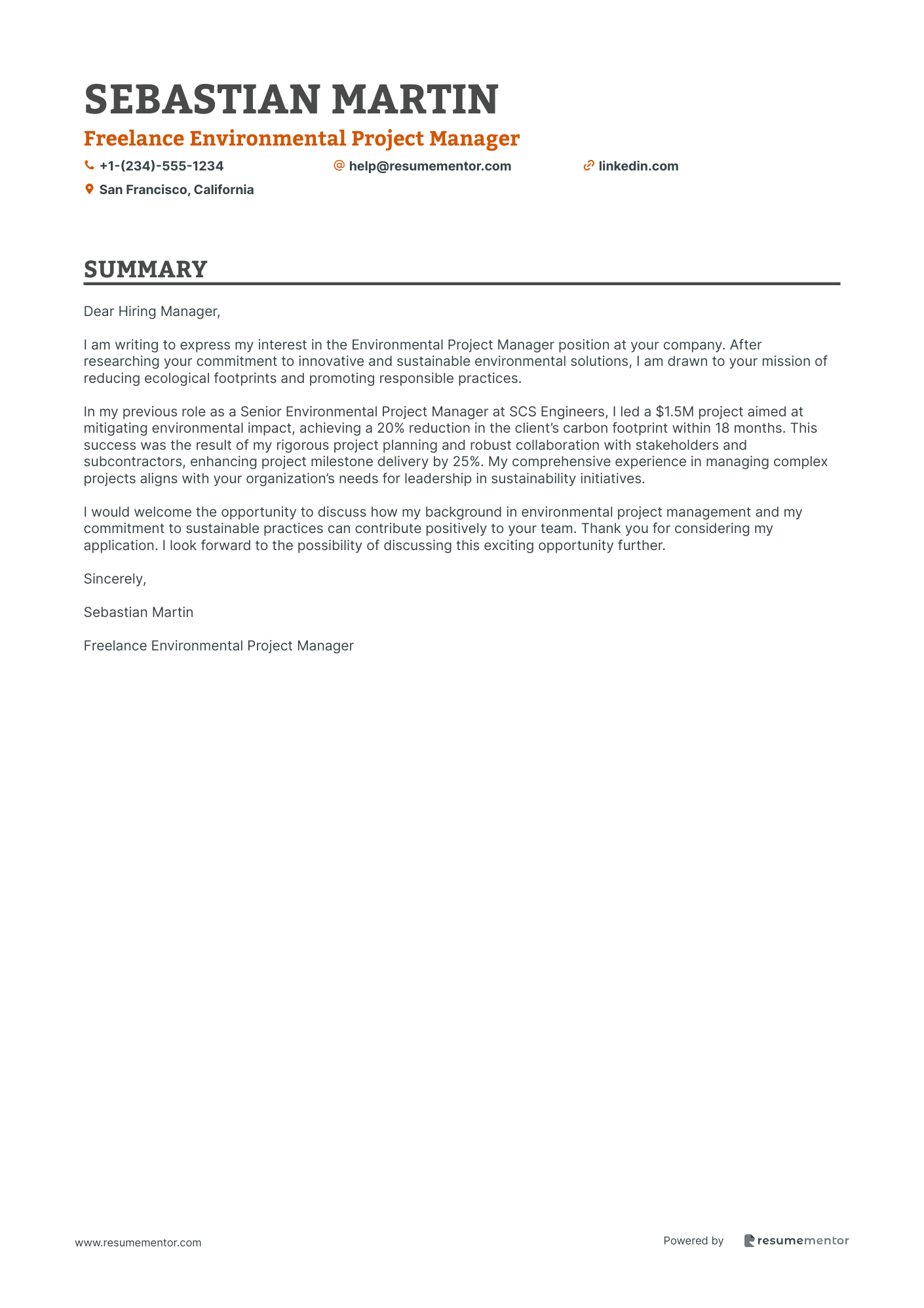 Freelance Environmental Project Manager