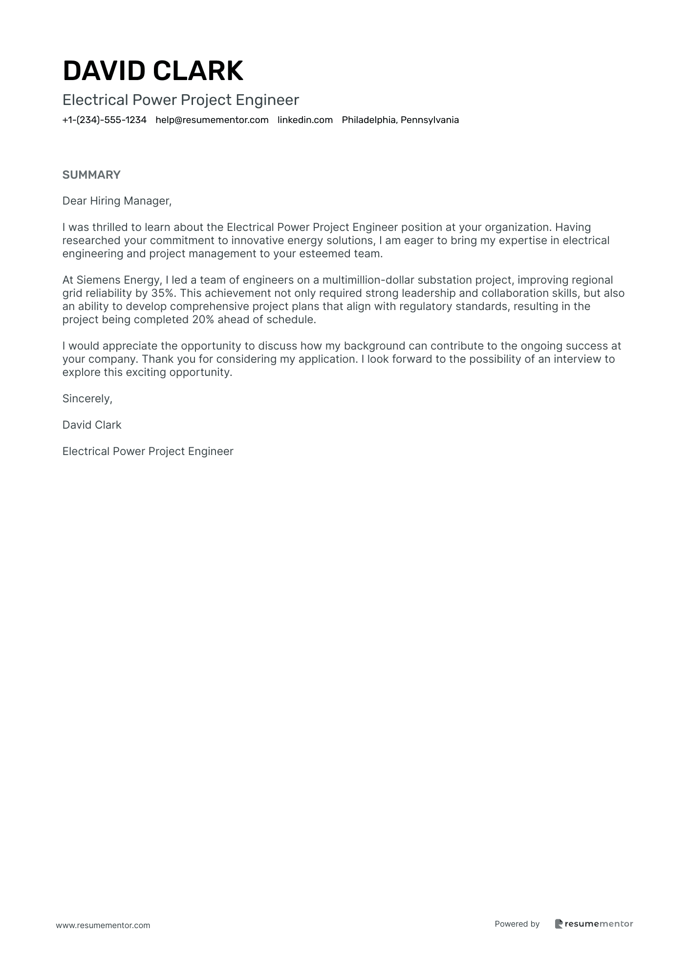 Electrical Power Project Engineer