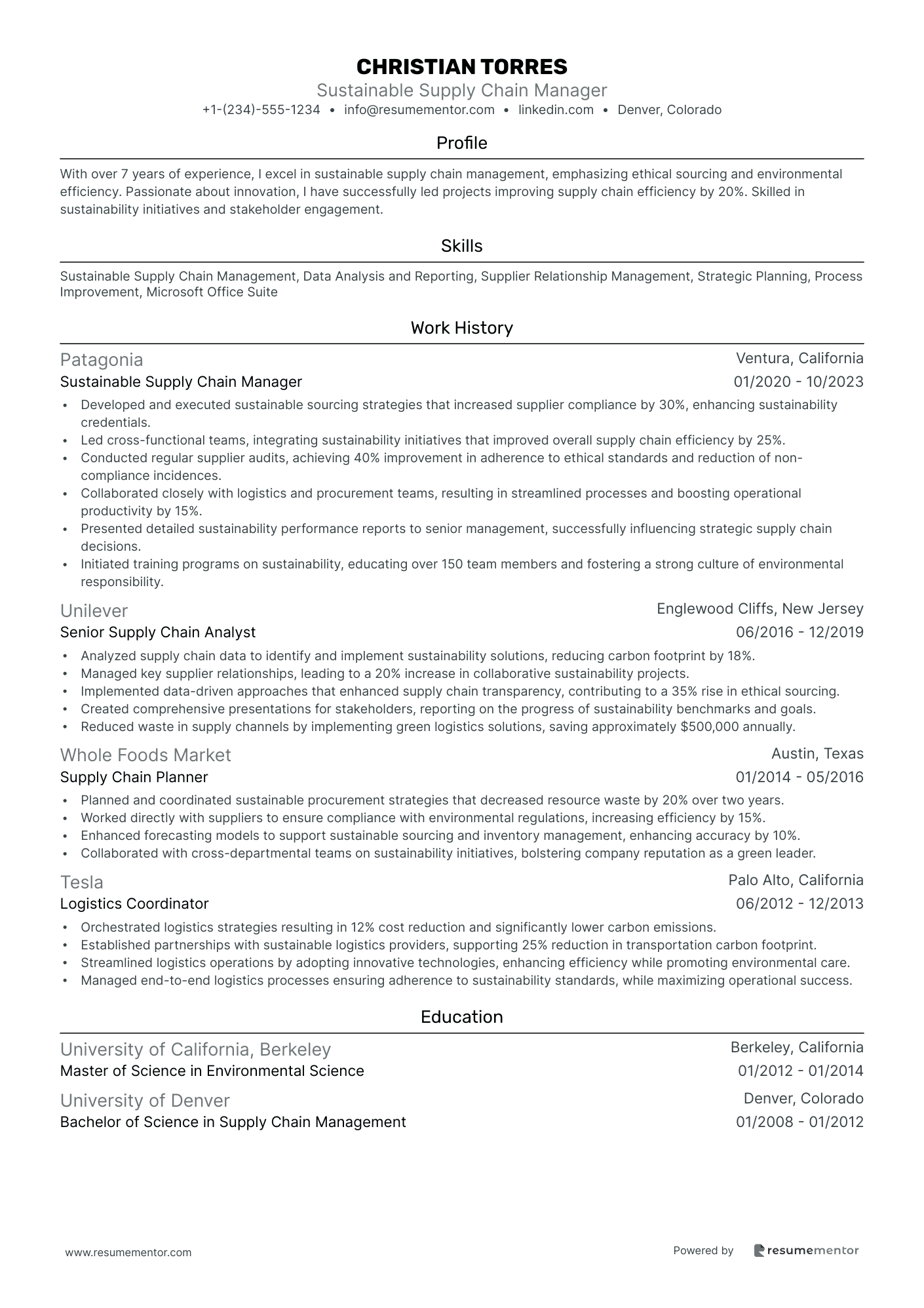 Sustainable Supply Chain Manager