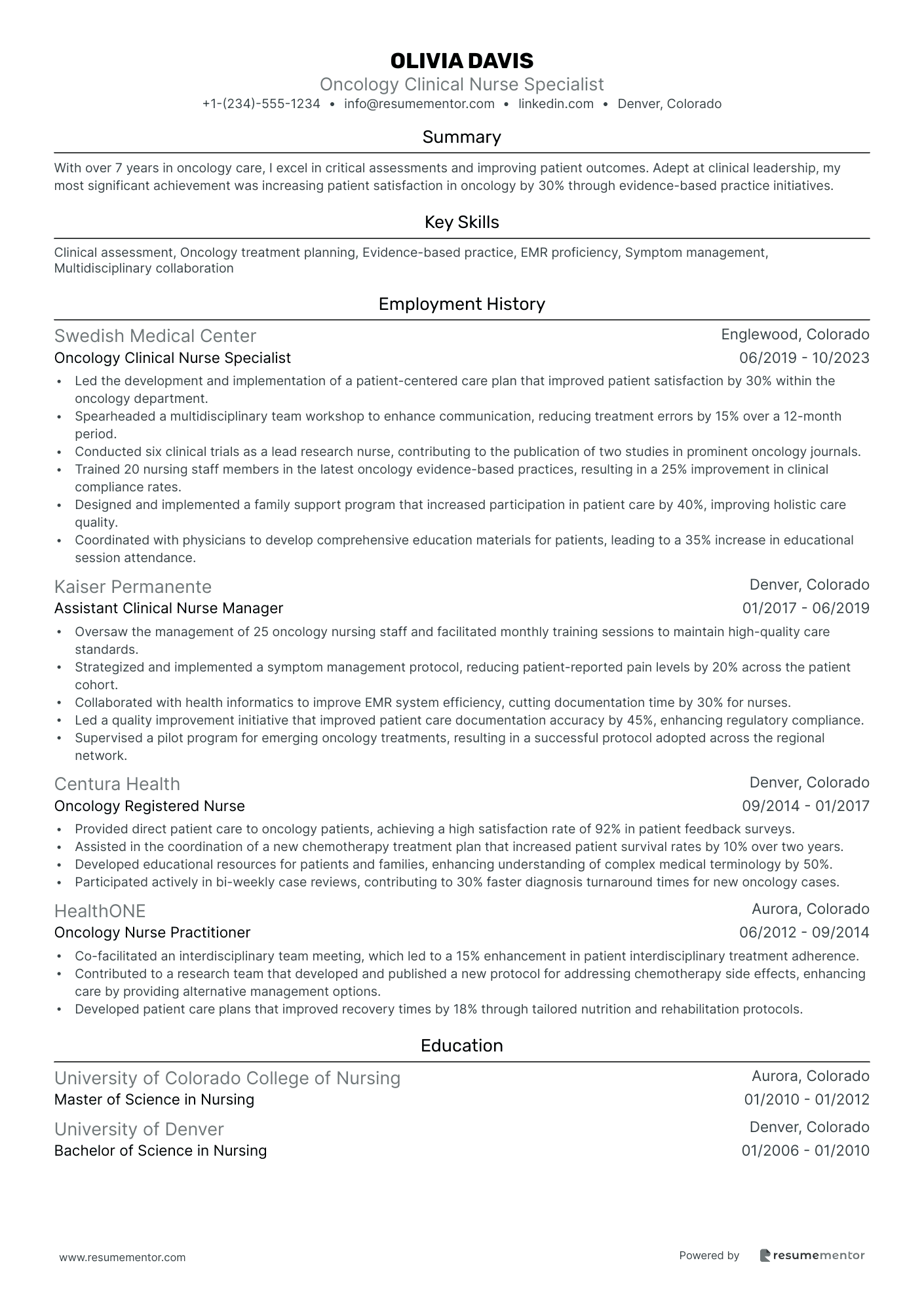 Oncology Clinical Nurse Specialist