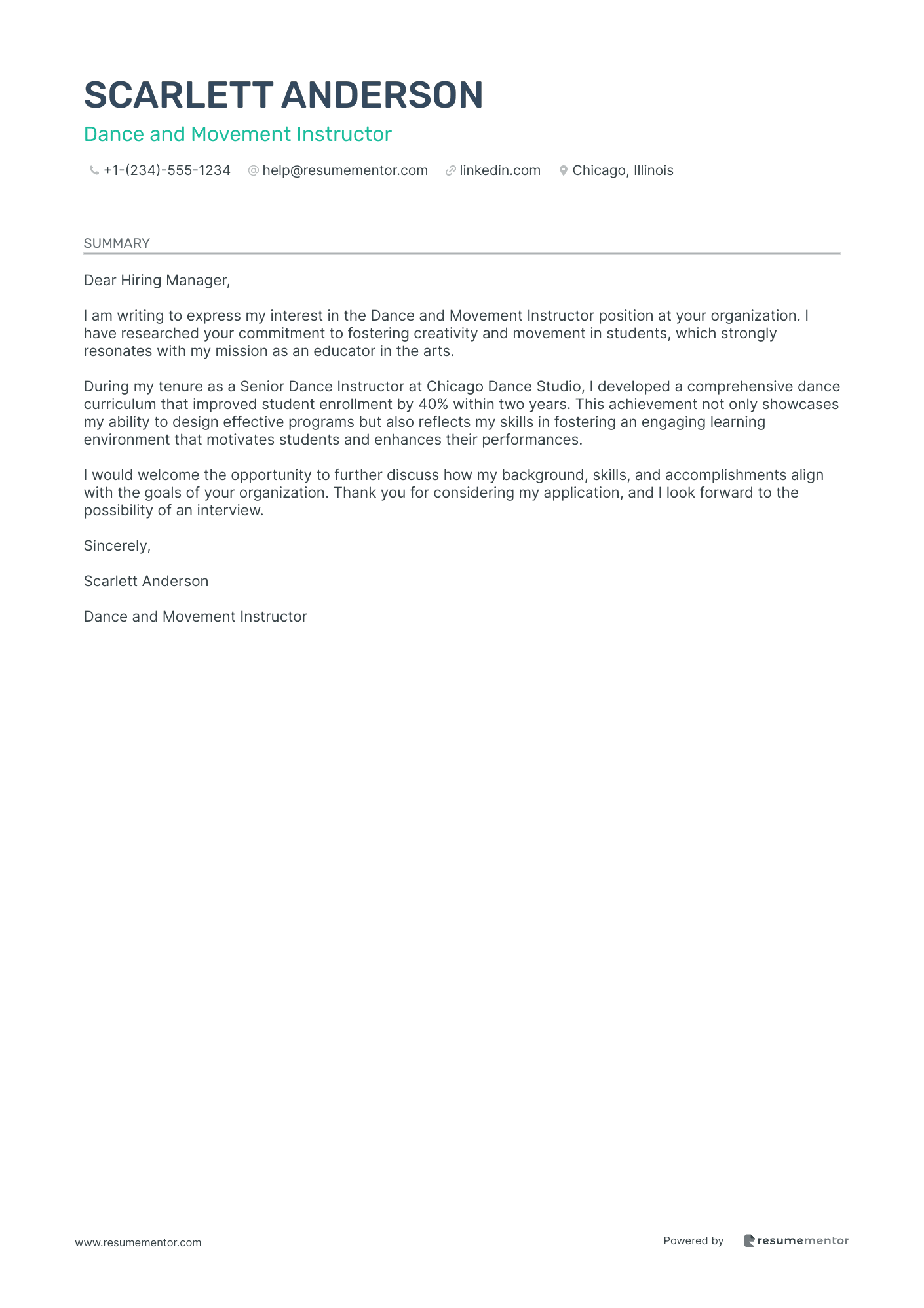 Dance and Movement Instructor