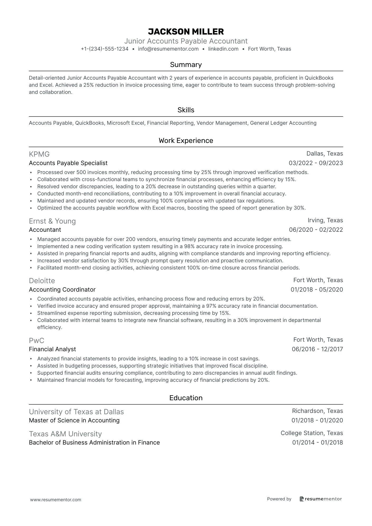 Junior Accounts Payable Accountant