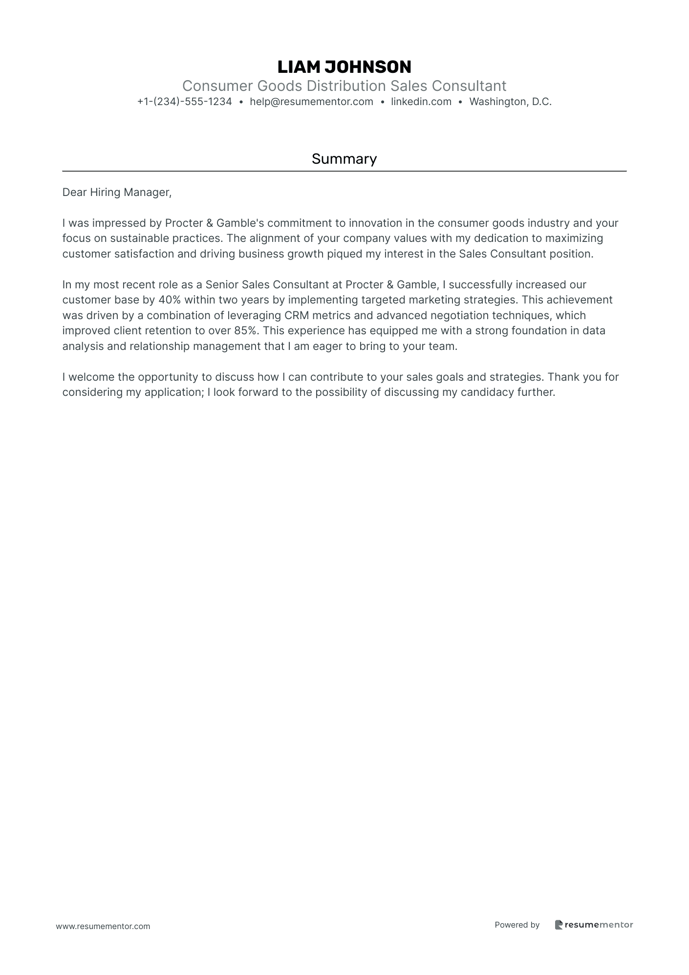 Consumer Goods Distribution Sales Consultant