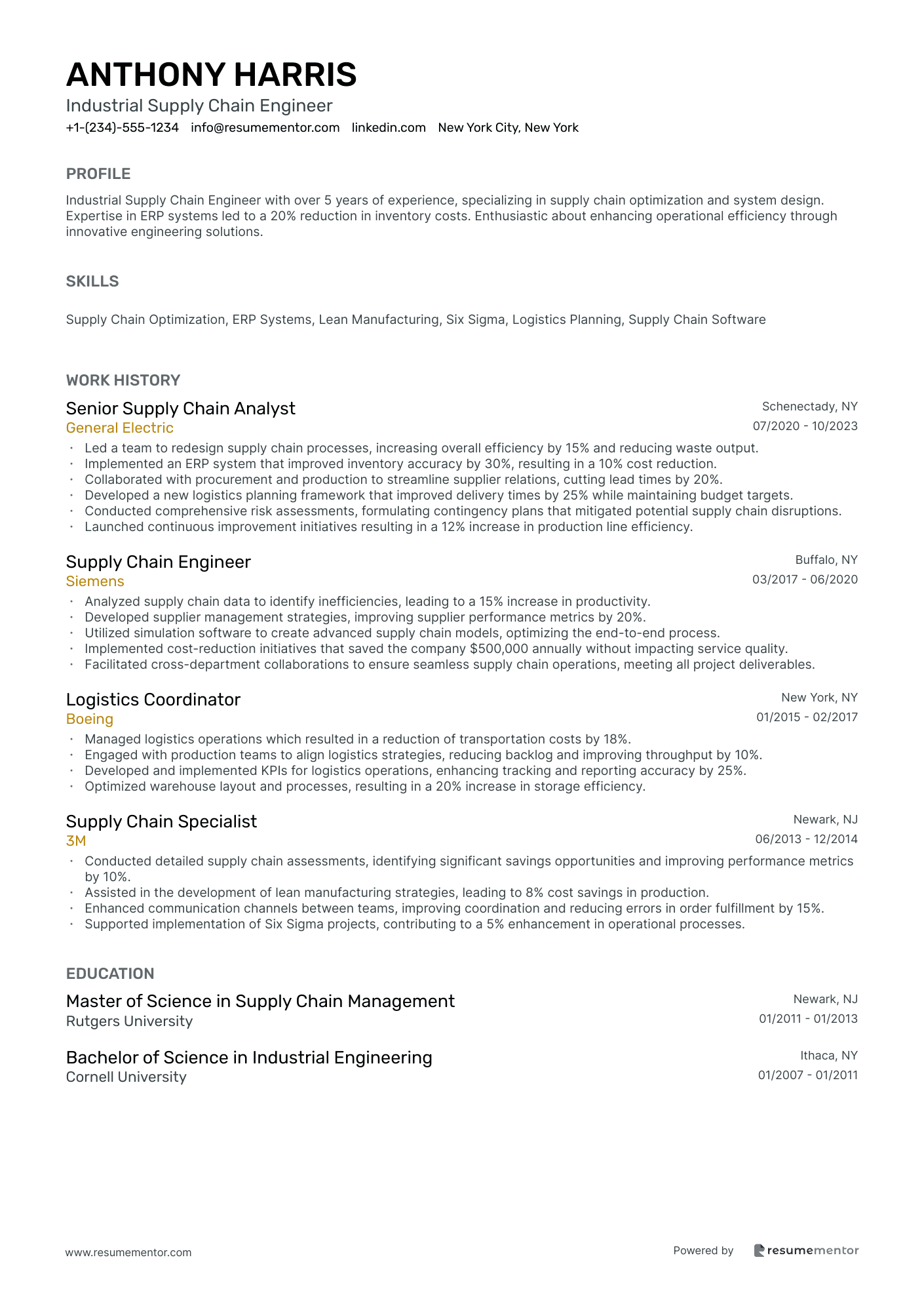 Industrial Supply Chain Engineer